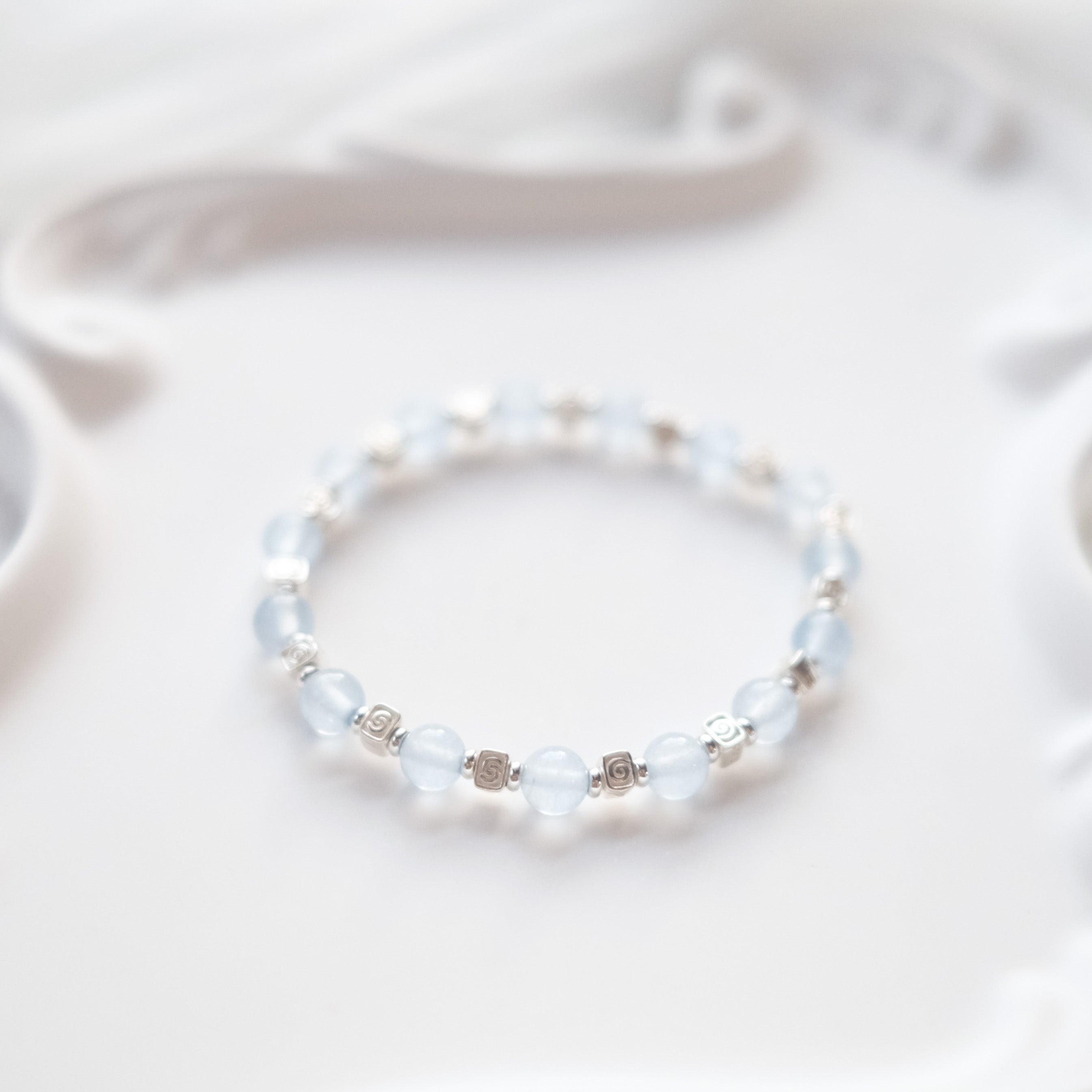 Spiral Flow – Aquamarine Silver Bracelet | the Spiral Collection