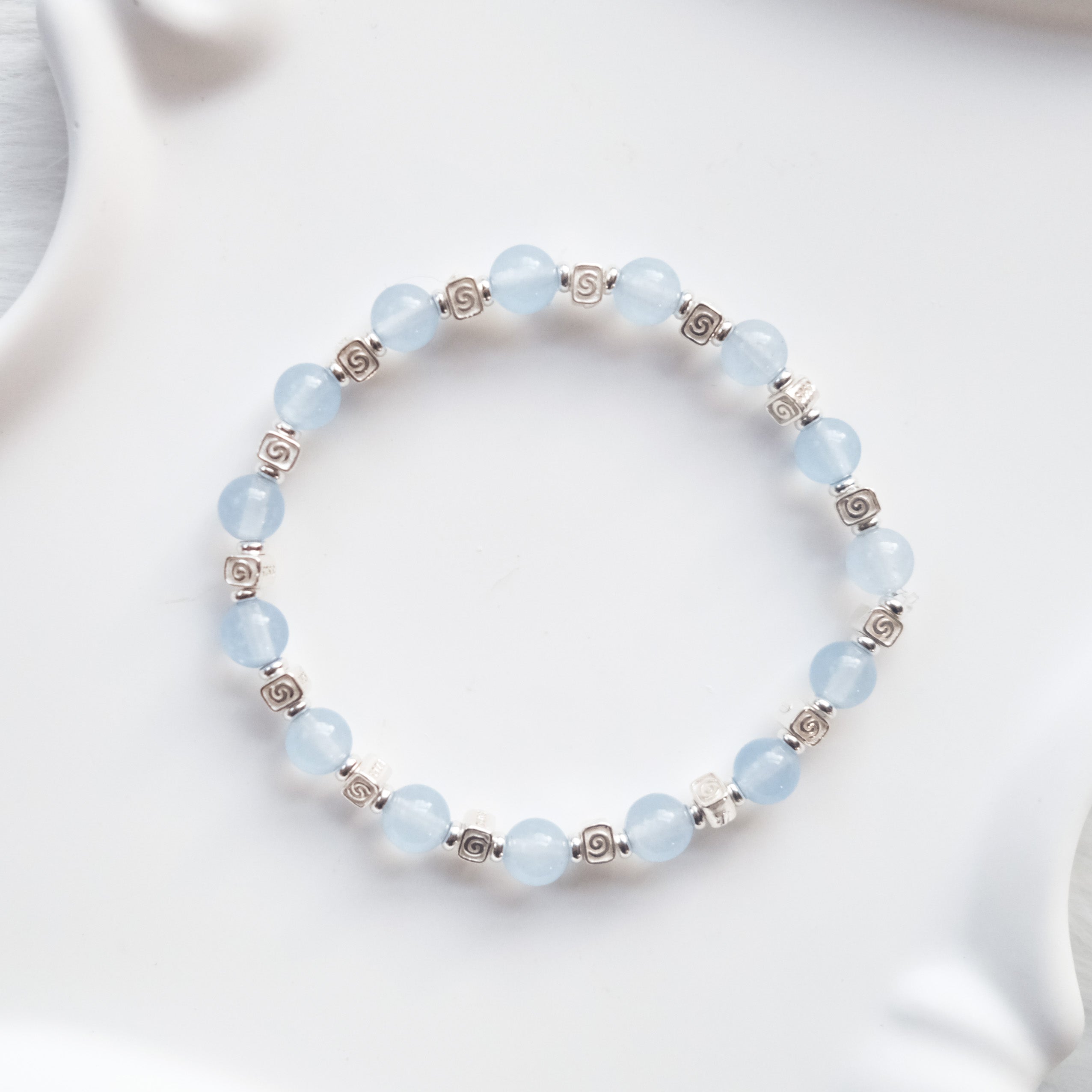 Spiral Flow – Aquamarine Silver Bracelet | the Spiral Collection