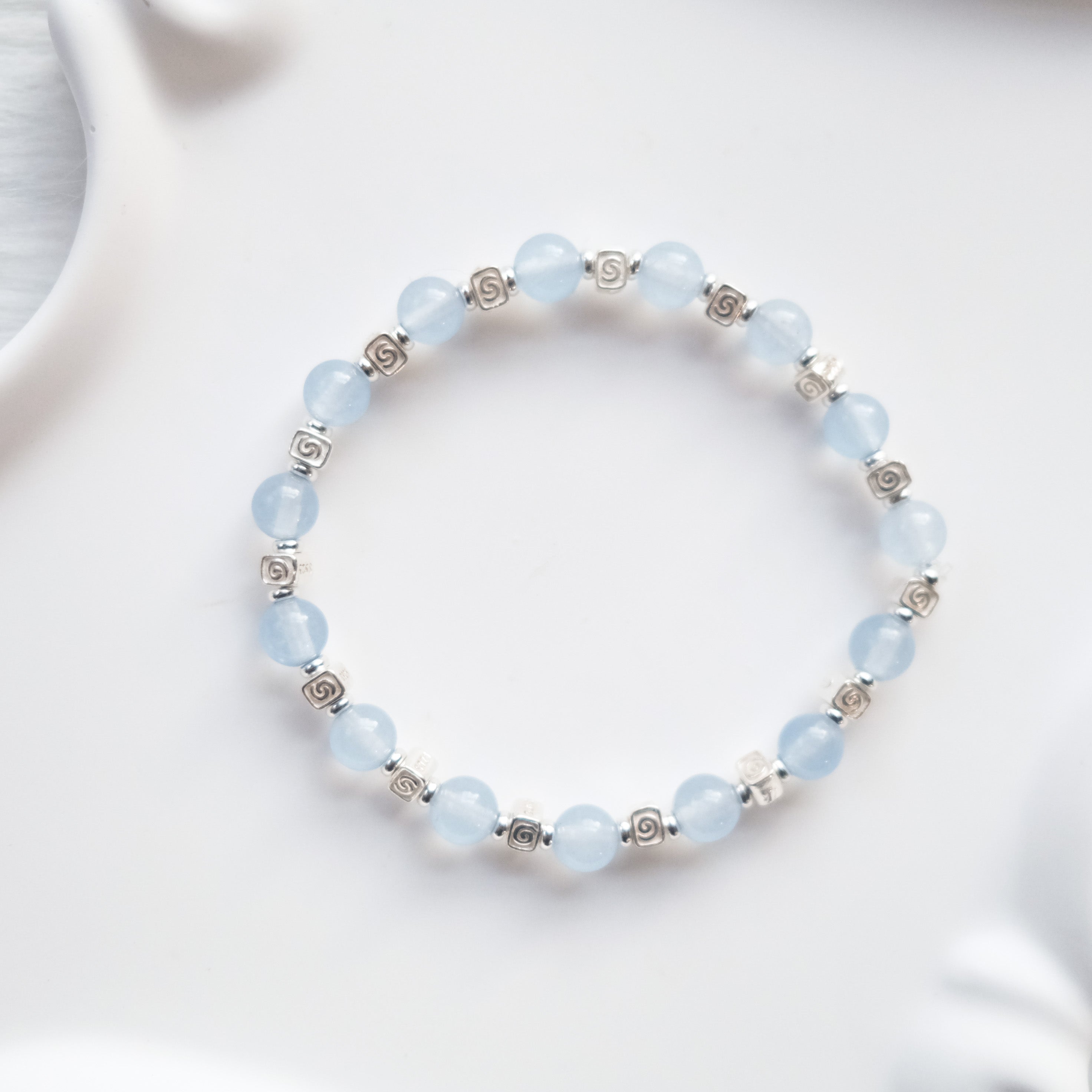 Spiral Flow – Aquamarine Silver Bracelet | the Spiral Collection