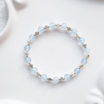 Spiral Flow – Aquamarine Silver Bracelet | the Spiral Collection