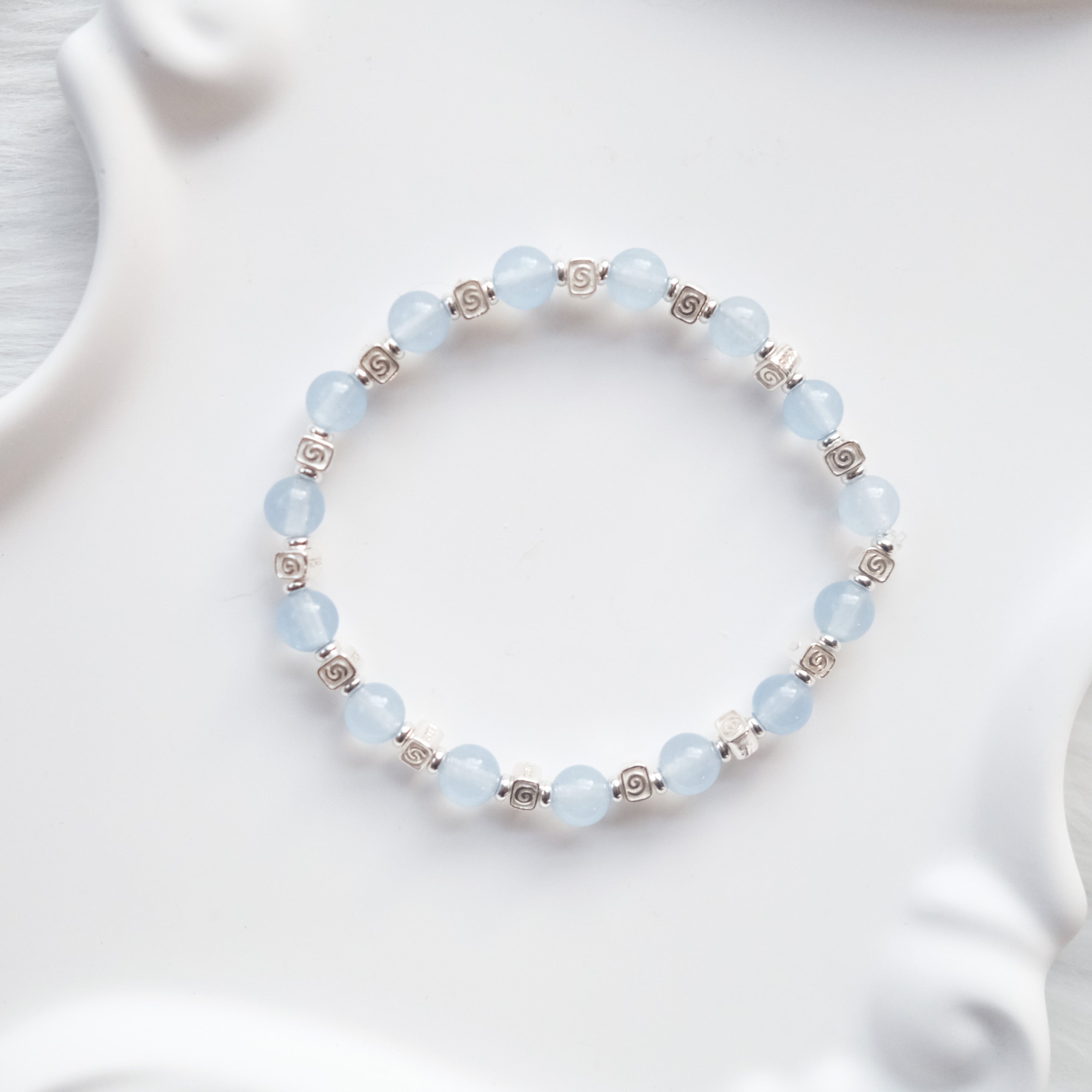 Spiral Flow – Aquamarine Silver Bracelet | the Spiral Collection