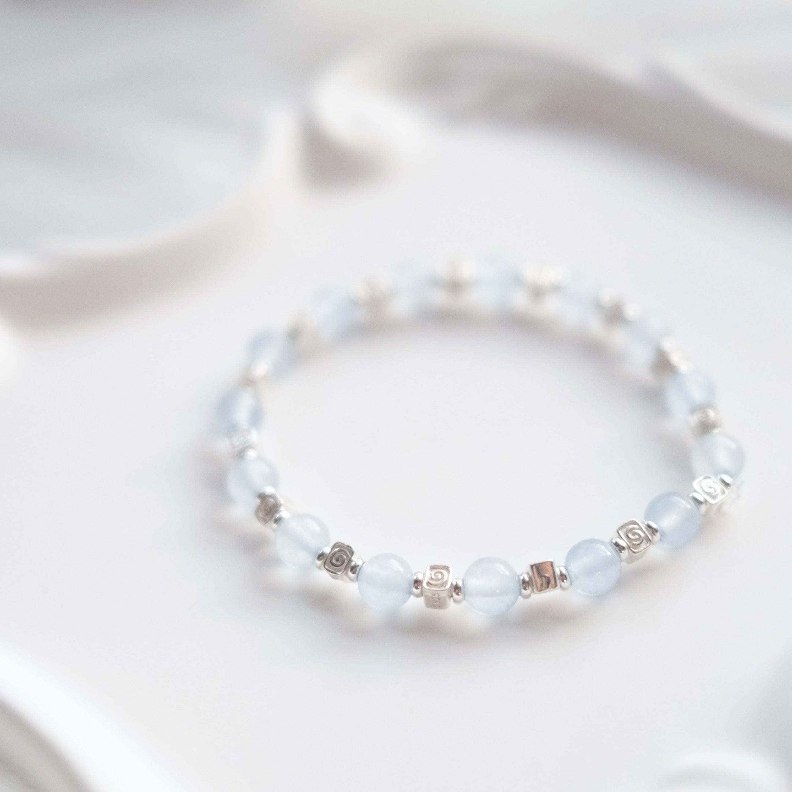 Spiral Flow – Aquamarine Silver Bracelet | the Spiral Collection