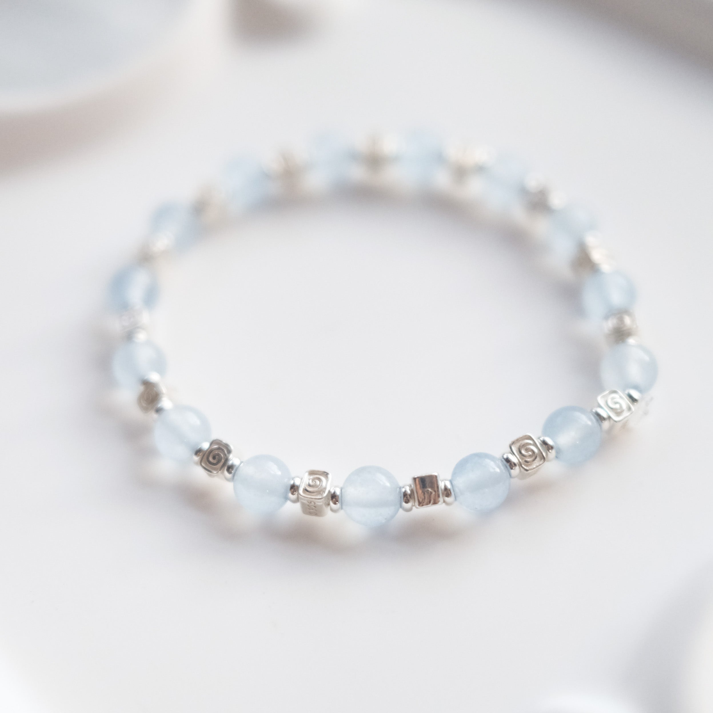 Spiral Flow – Aquamarine Silver Bracelet | the Spiral Collection