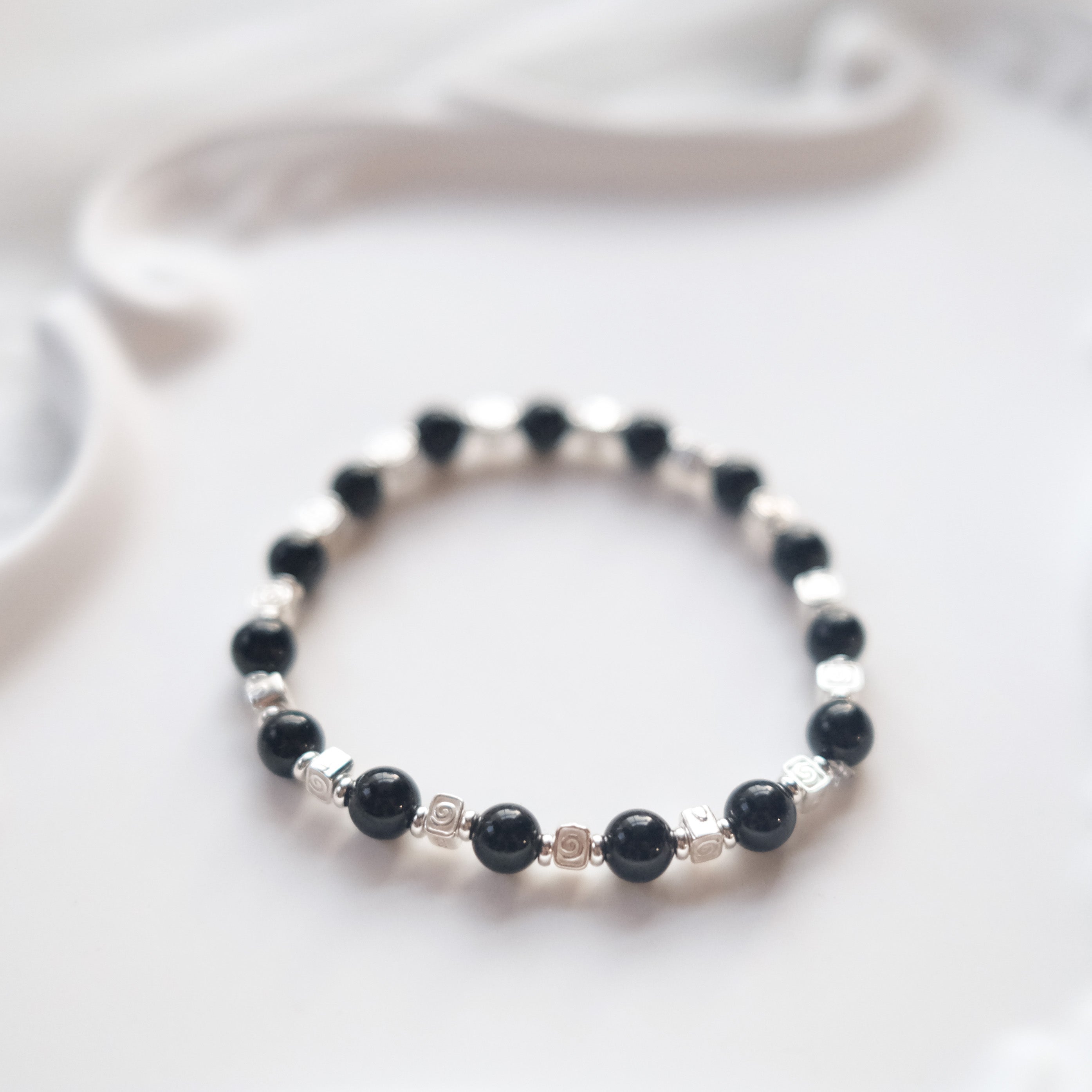 Spiral Flow – Obsidian Silver Bracelet | the Spiral Collection