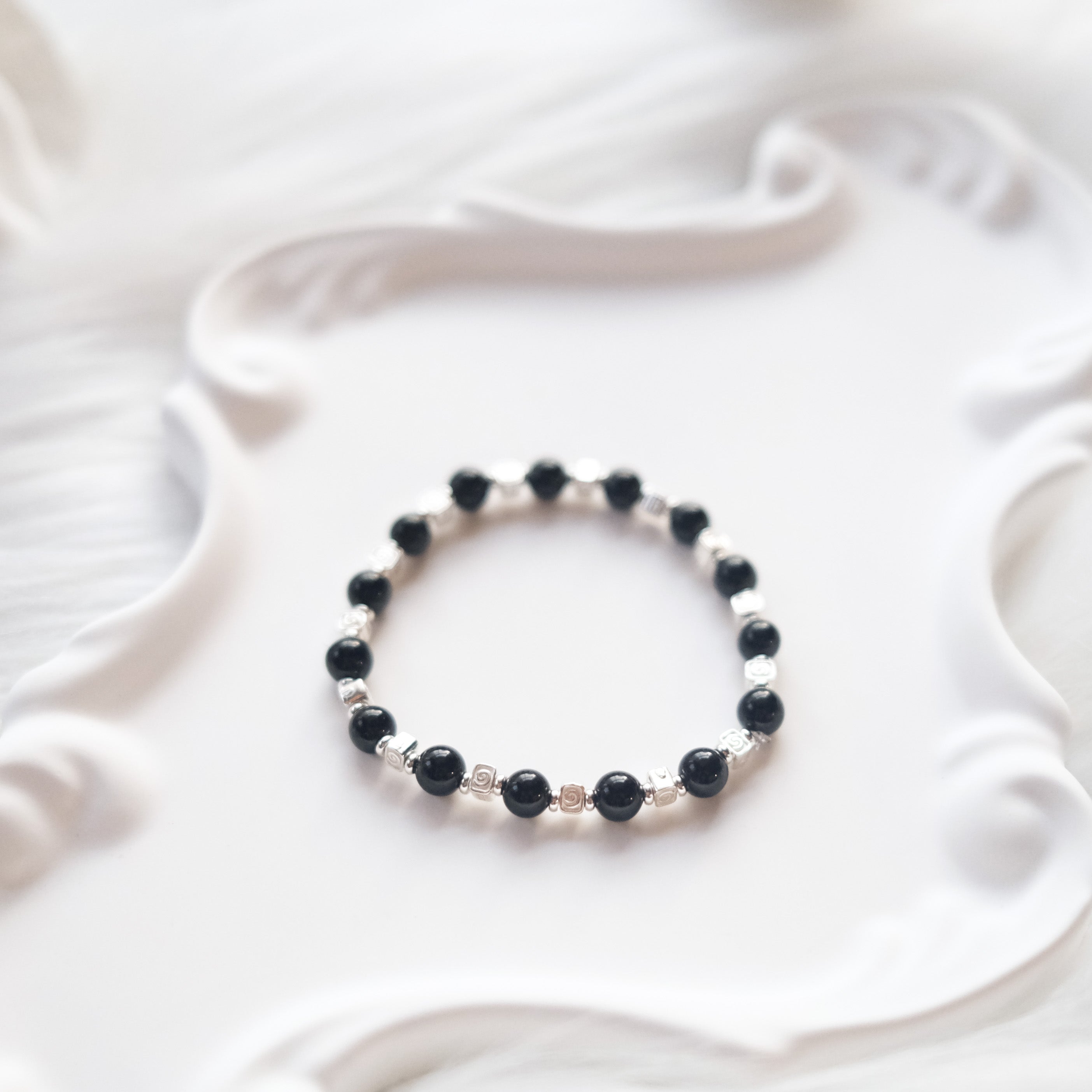 Spiral Flow – Obsidian Silver Bracelet | the Spiral Collection