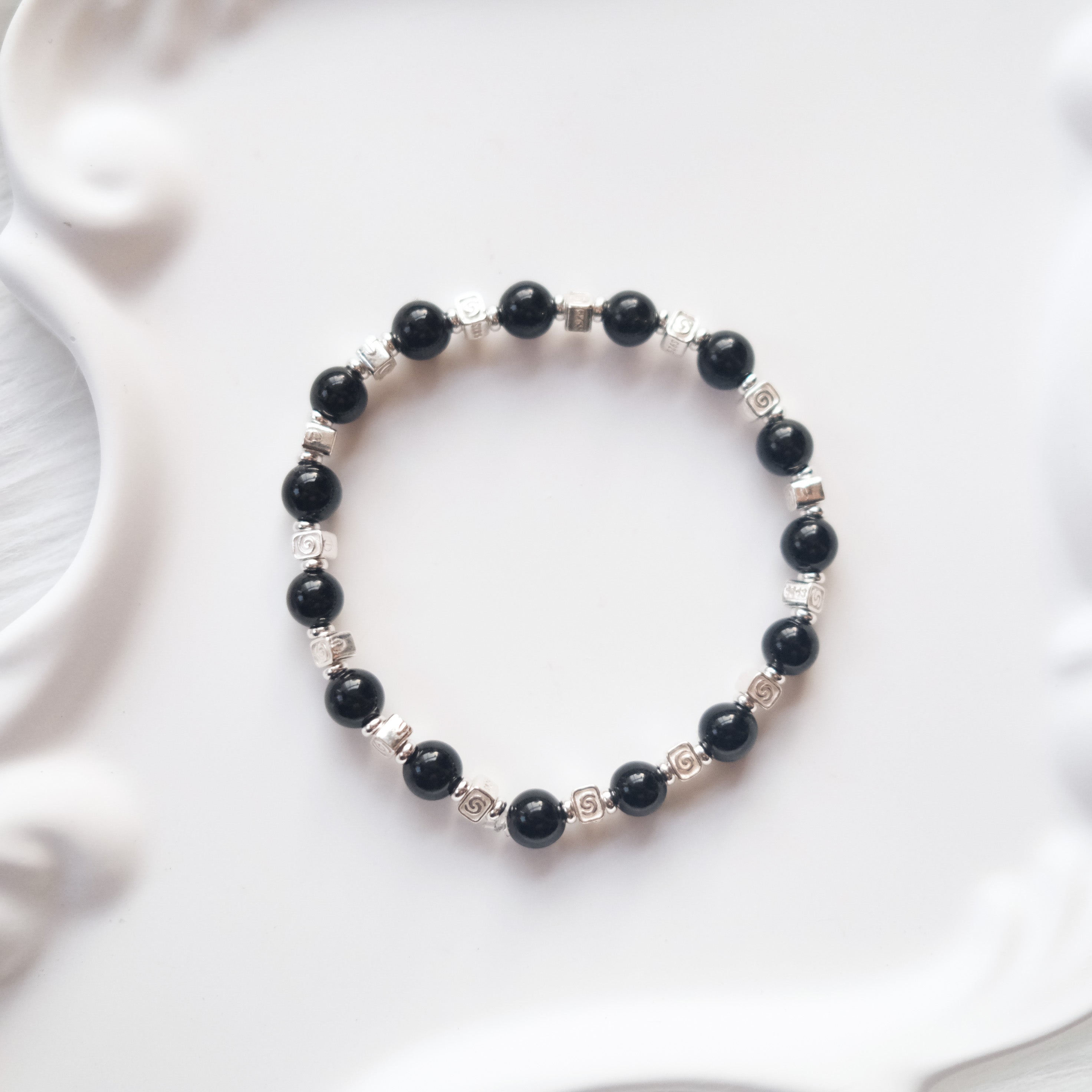 Spiral Flow – Obsidian Silver Bracelet | the Spiral Collection