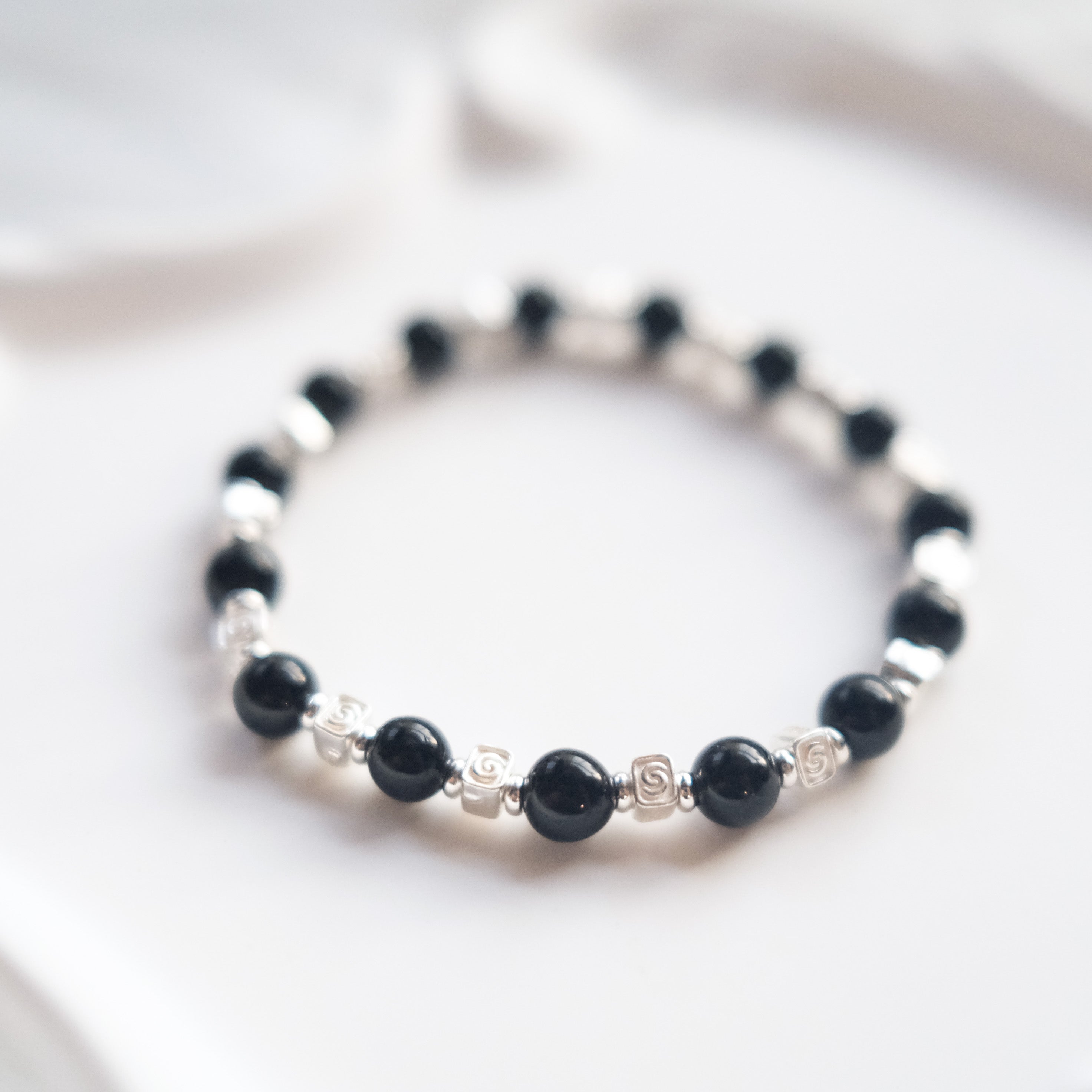 Spiral Flow – Obsidian Silver Bracelet | the Spiral Collection