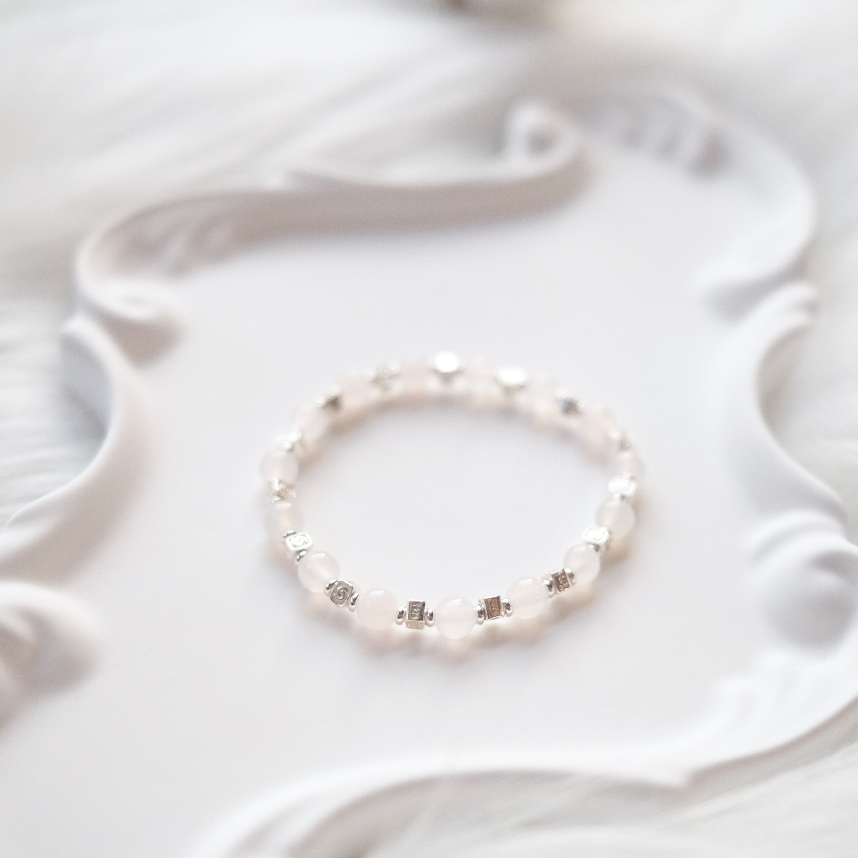 Spiral Flow – White Chalcedony Silver Bracelet | the Spiral Collection
