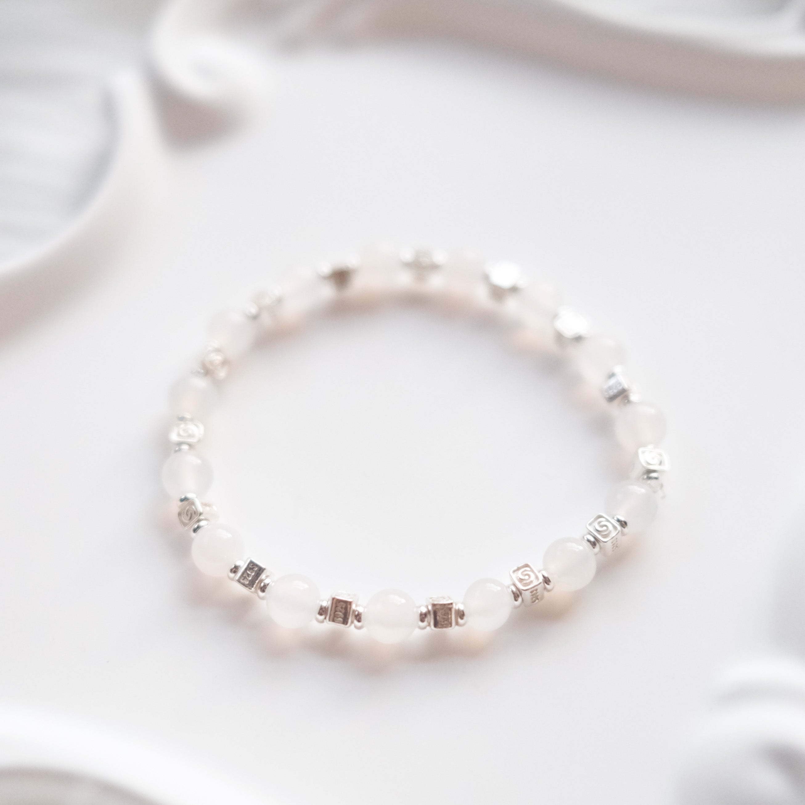 Spiral Flow – White Chalcedony Silver Bracelet | the Spiral Collection