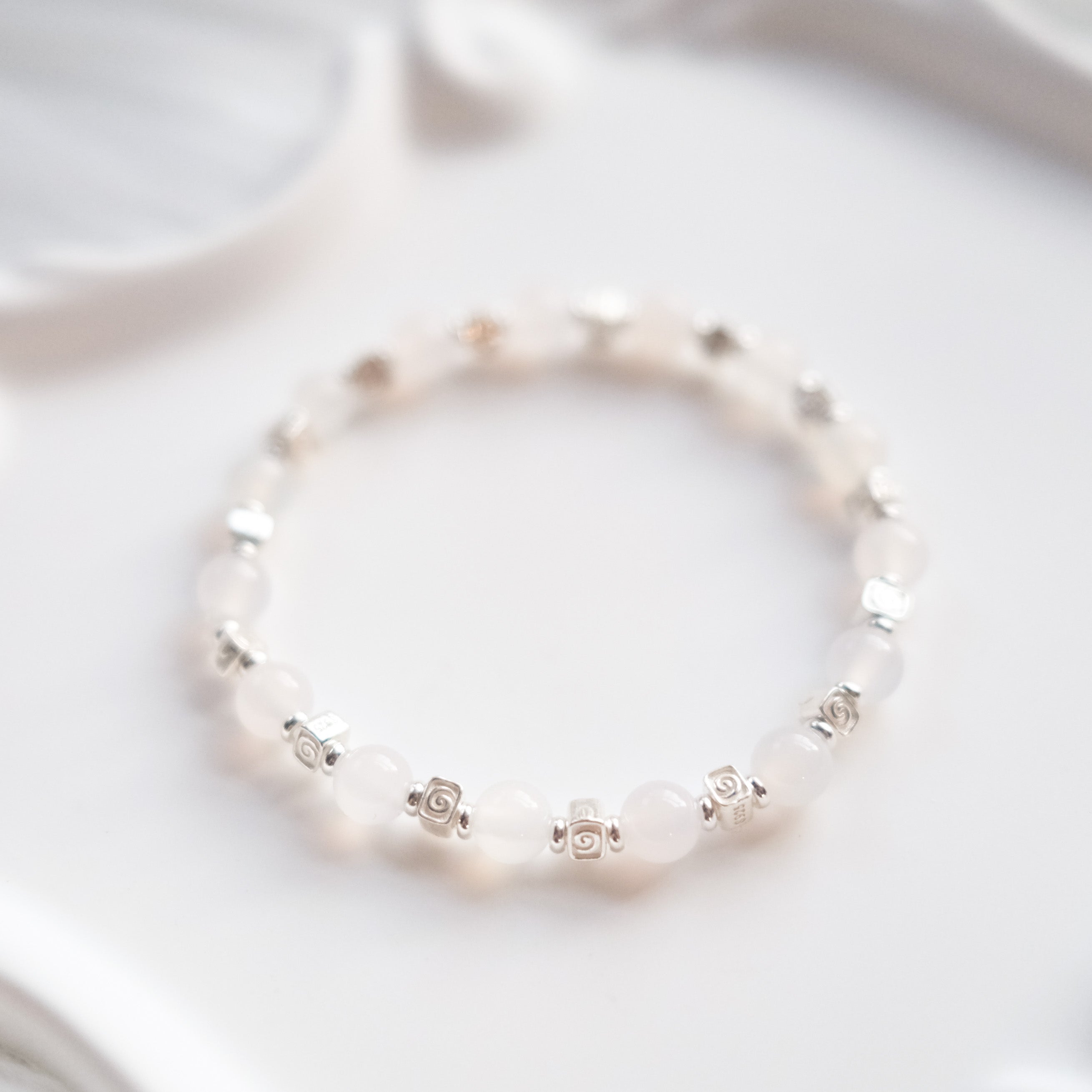Spiral Flow – White Chalcedony Silver Bracelet | the Spiral Collection