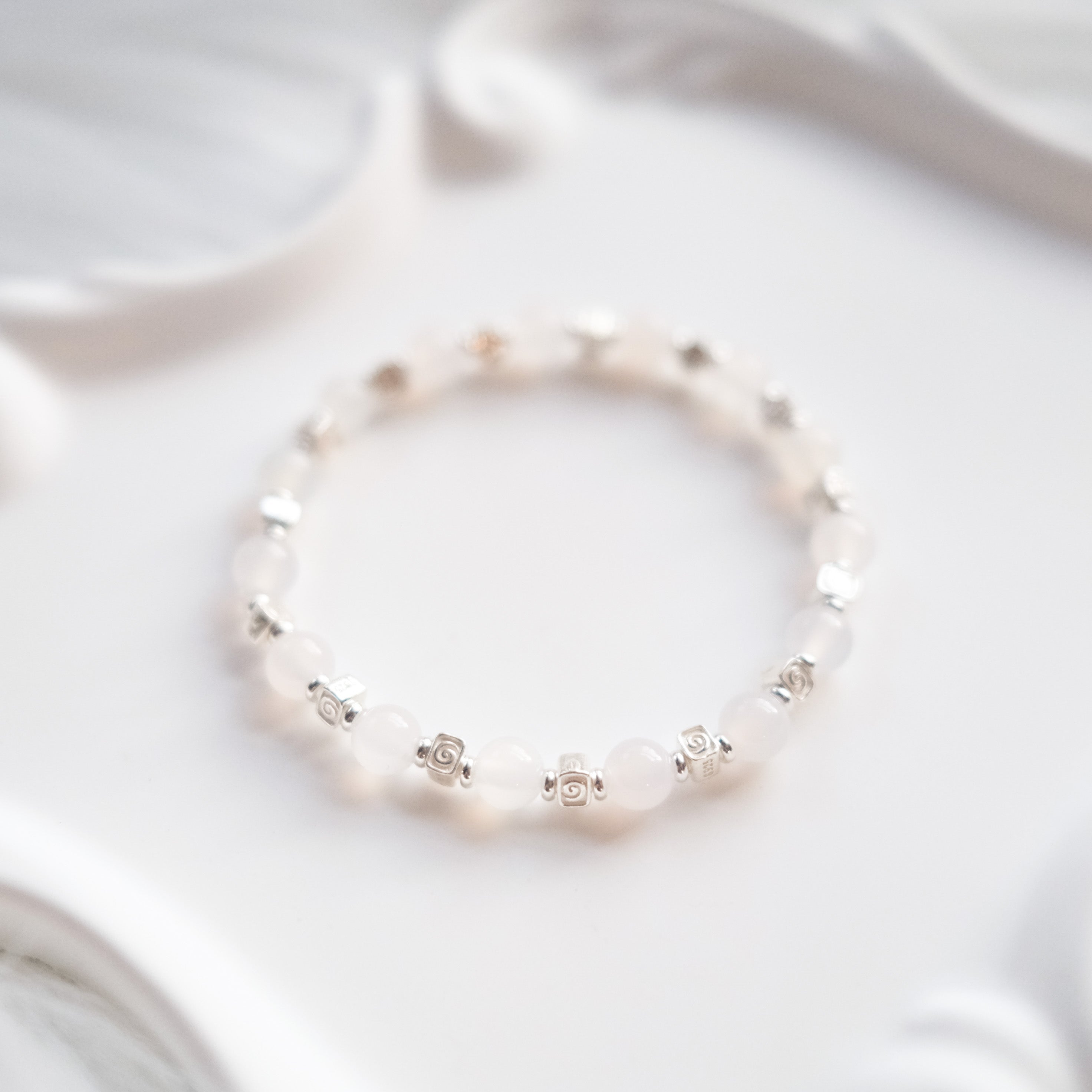 Spiral Flow – White Chalcedony Silver Bracelet | the Spiral Collection
