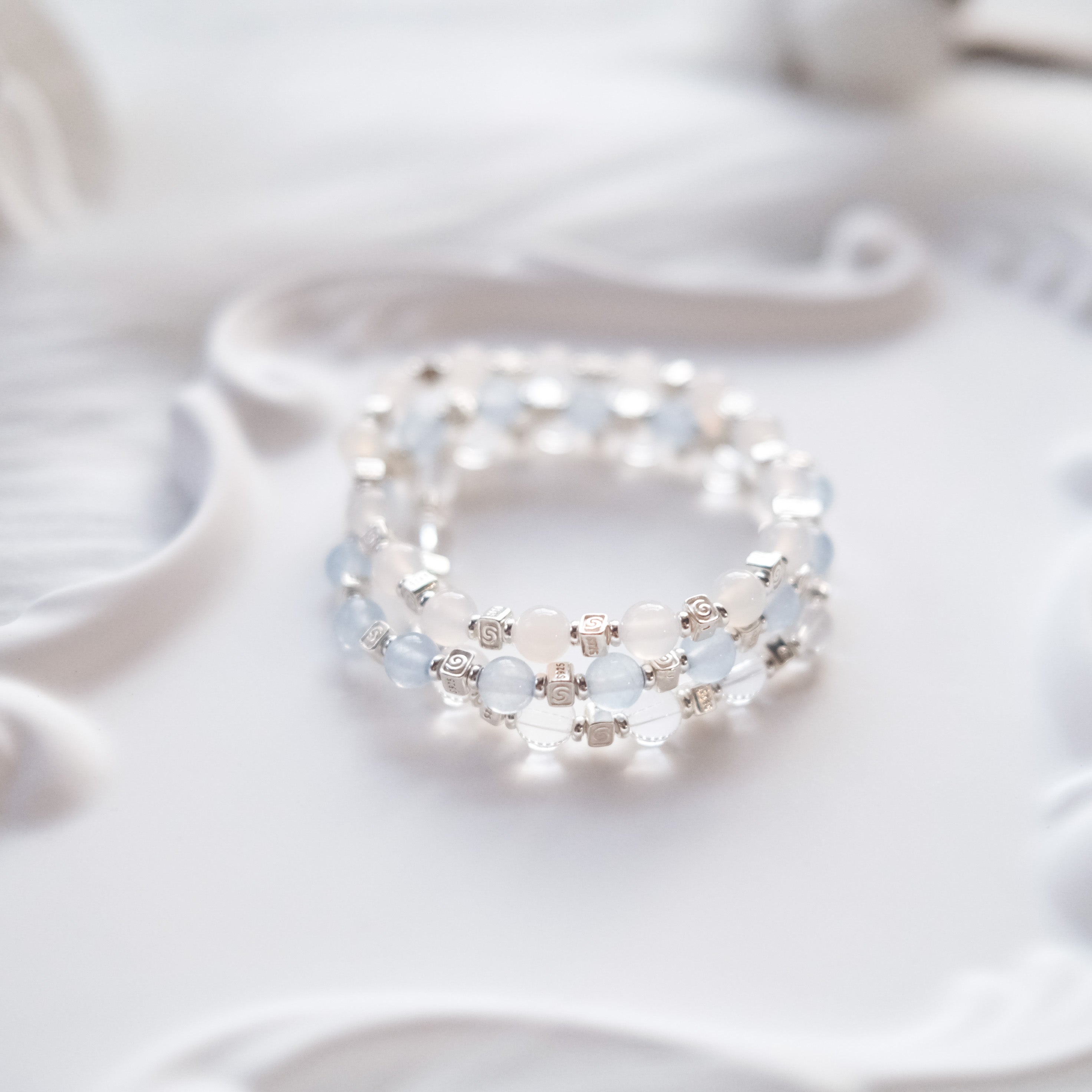 Spiral Flow – White Chalcedony Silver Bracelet | the Spiral Collection