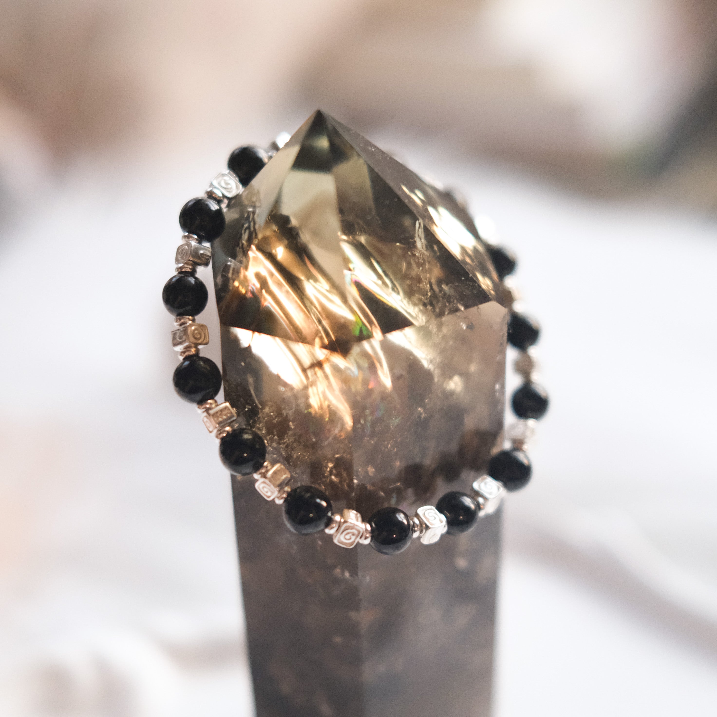 Spiral Flow – Obsidian Silver Bracelet | the Spiral Collection