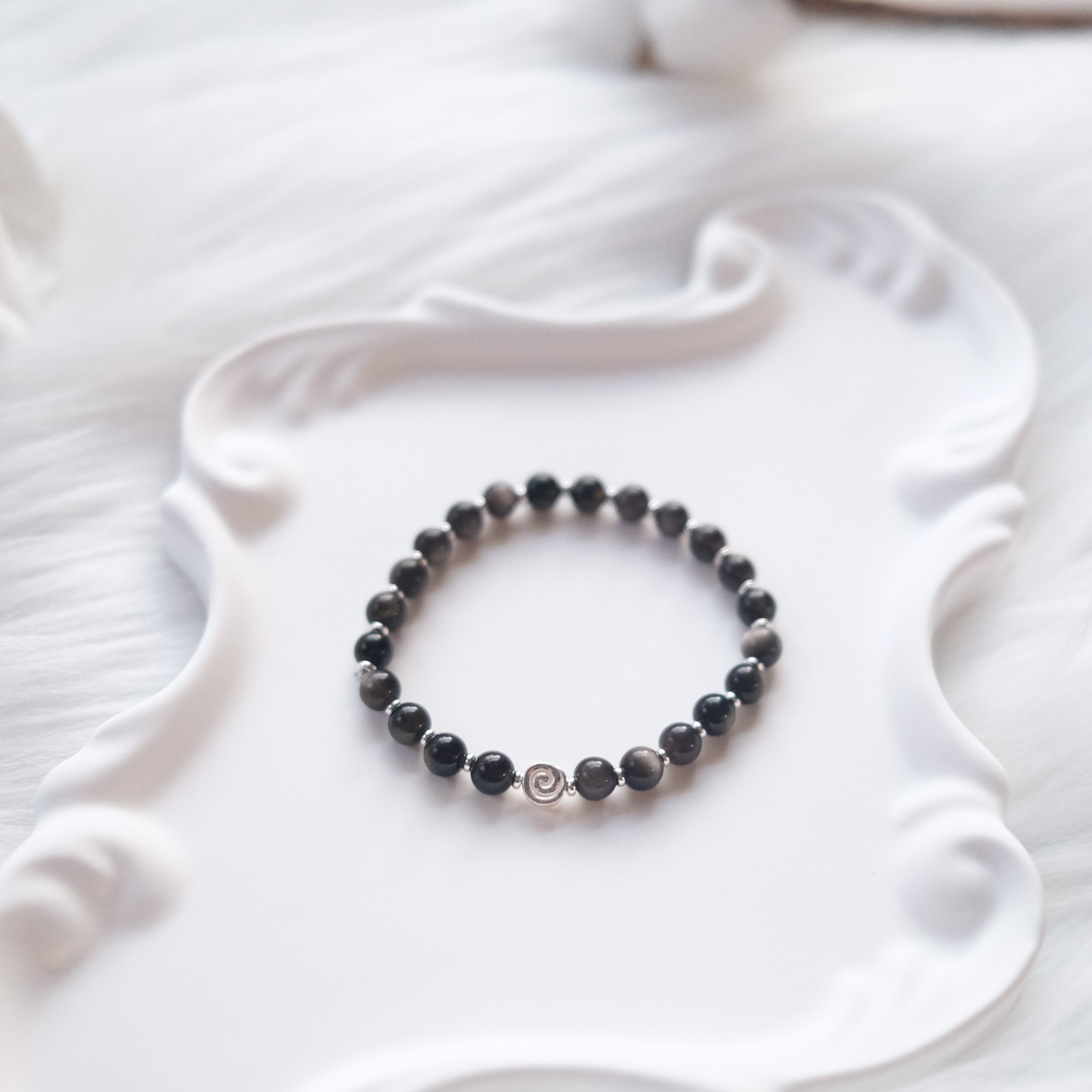 Spiral Anchor – Obsidian Silver Bracelet | the Spiral Collection