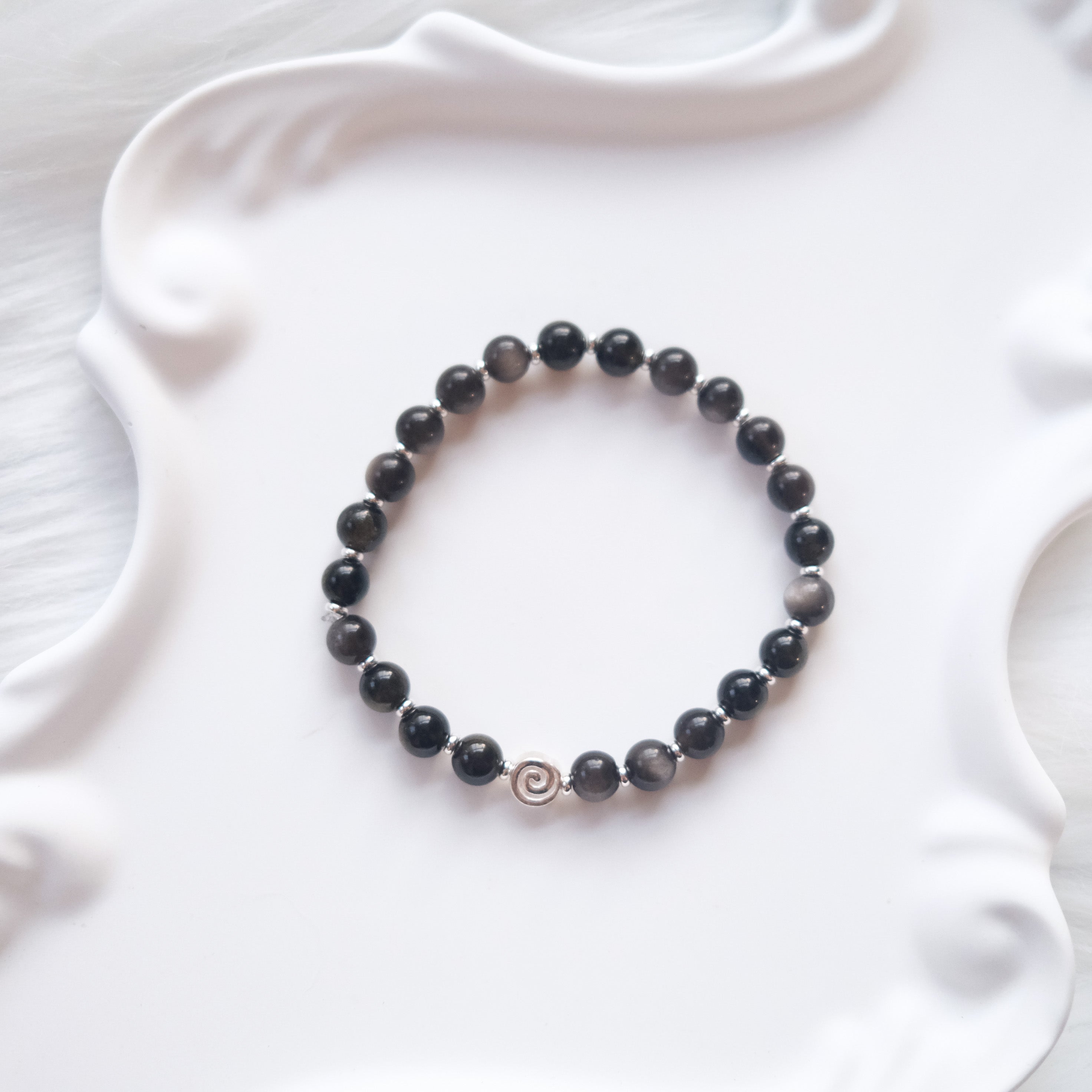 Spiral Anchor – Obsidian Silver Bracelet | the Spiral Collection