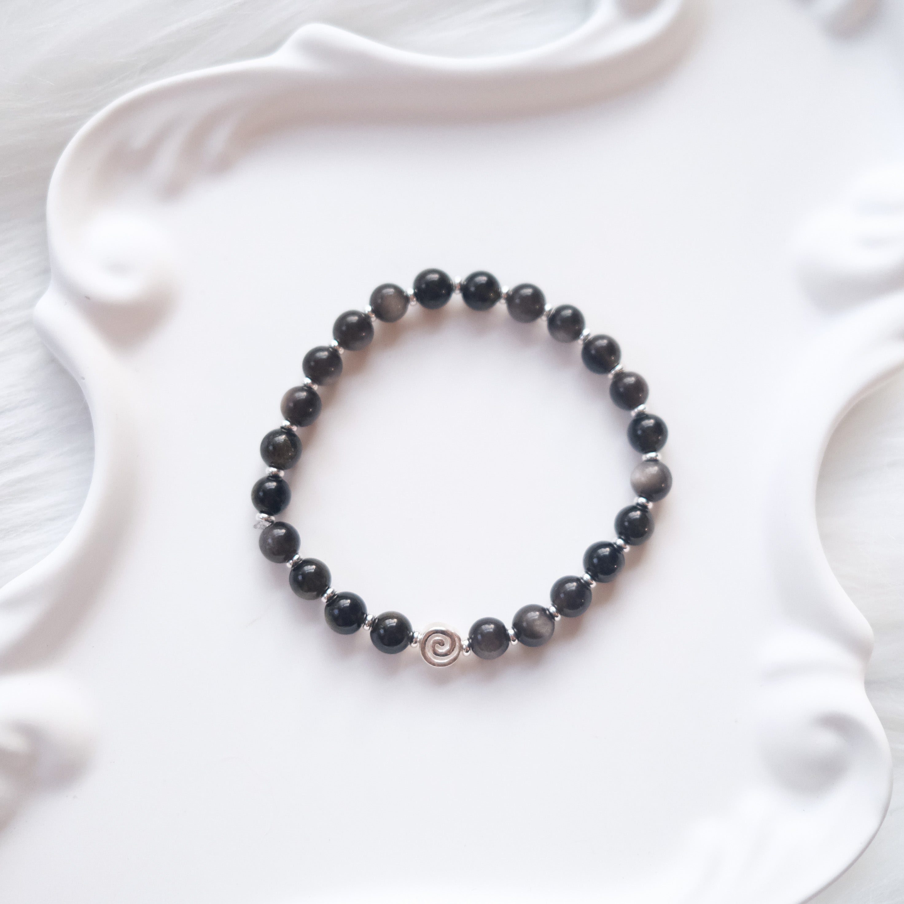 Spiral Anchor – Obsidian Silver Bracelet | the Spiral Collection