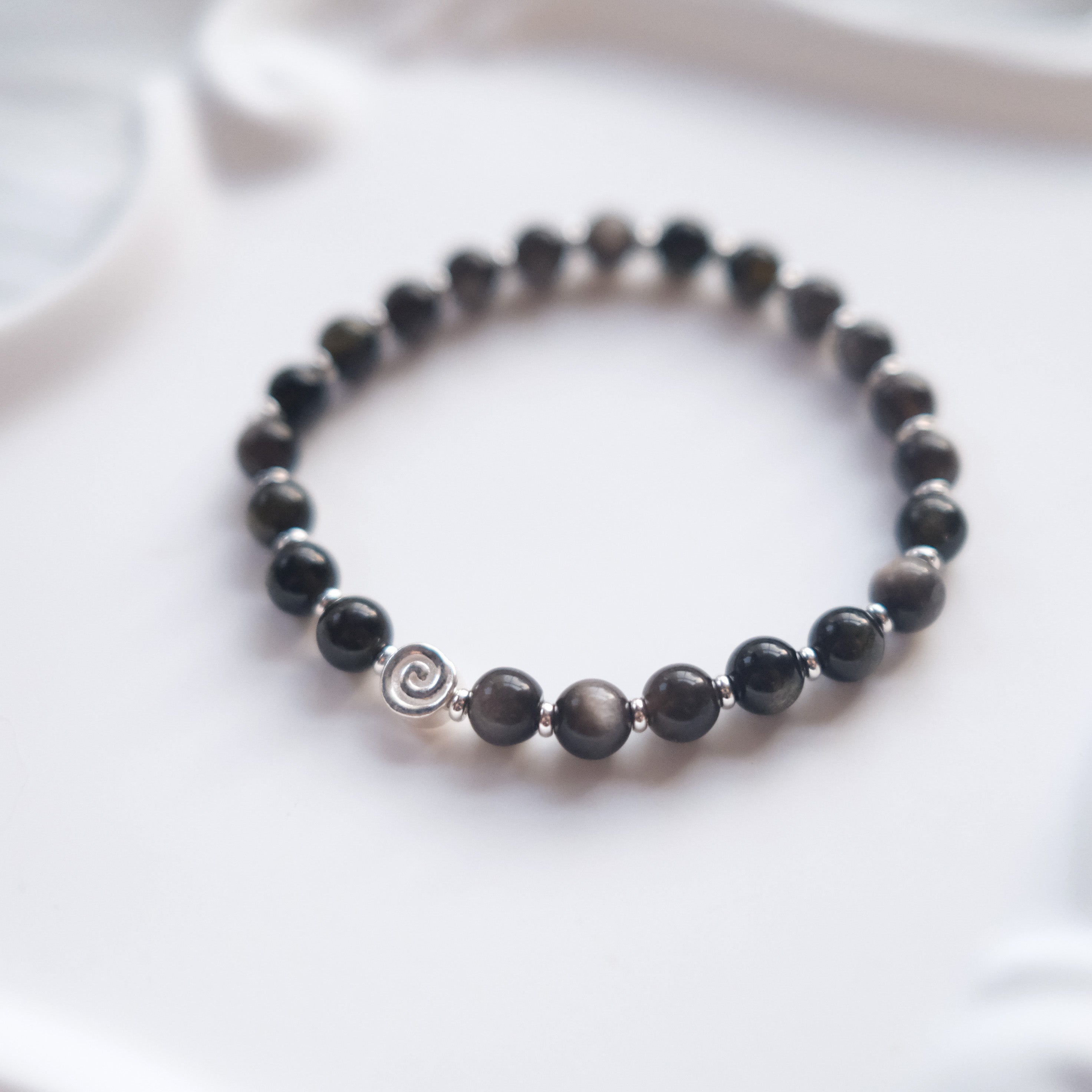 Spiral Anchor – Obsidian Silver Bracelet | the Spiral Collection