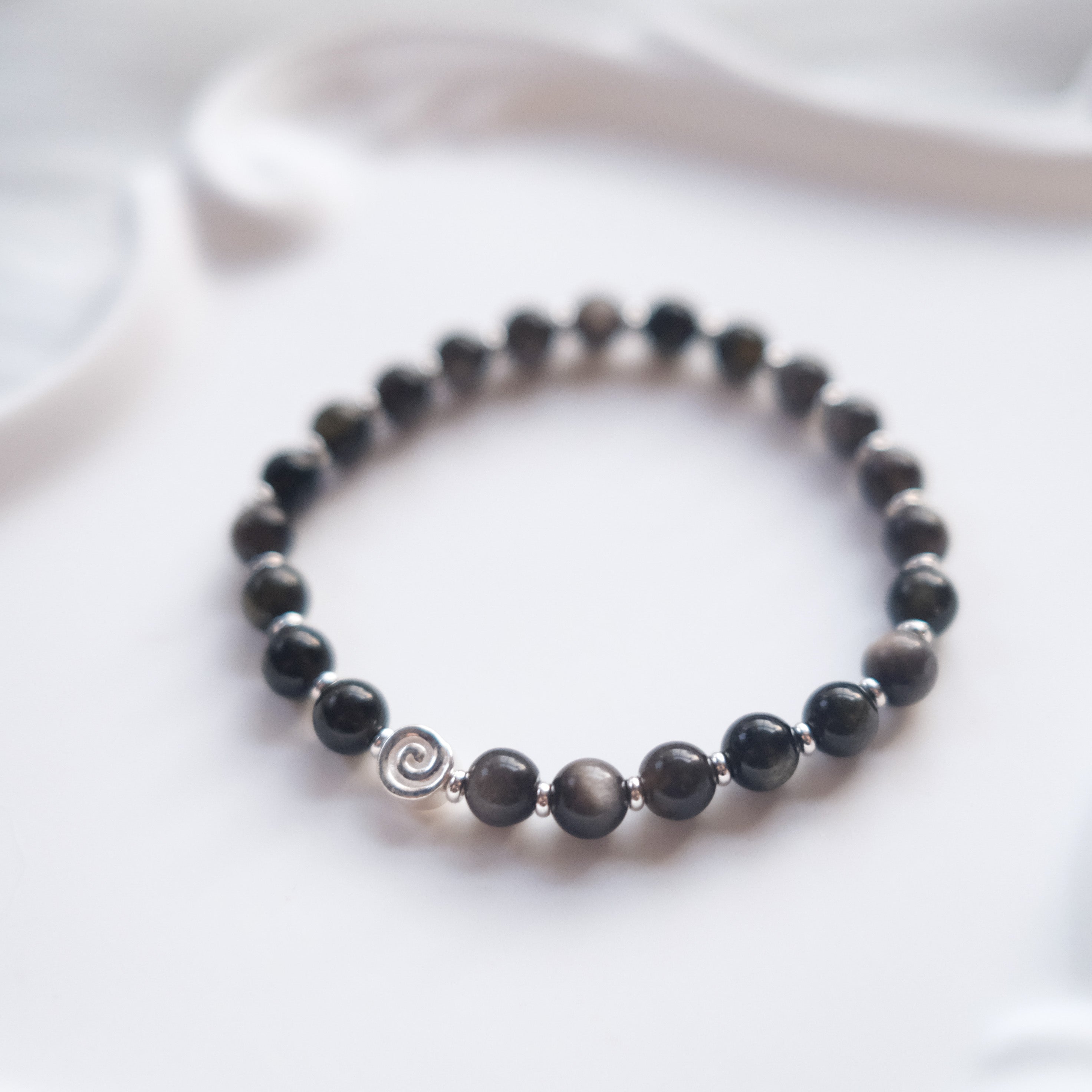 Spiral Anchor – Obsidian Silver Bracelet | the Spiral Collection