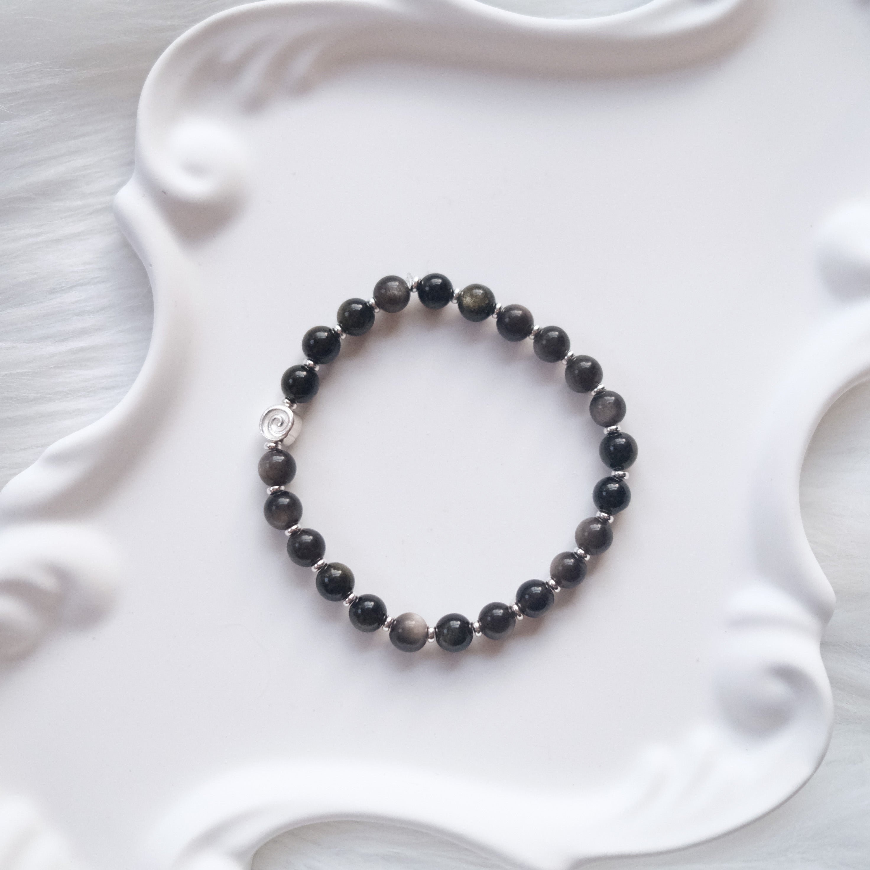 Spiral Anchor – Obsidian Silver Bracelet | the Spiral Collection