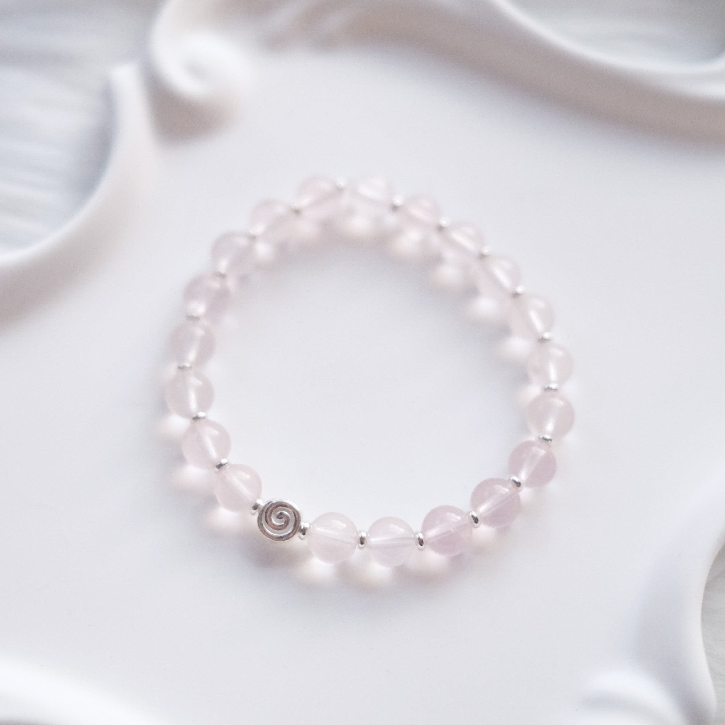 Spiral Anchor – Star Rose Quartz Silver Bracelet | the Spiral Collection