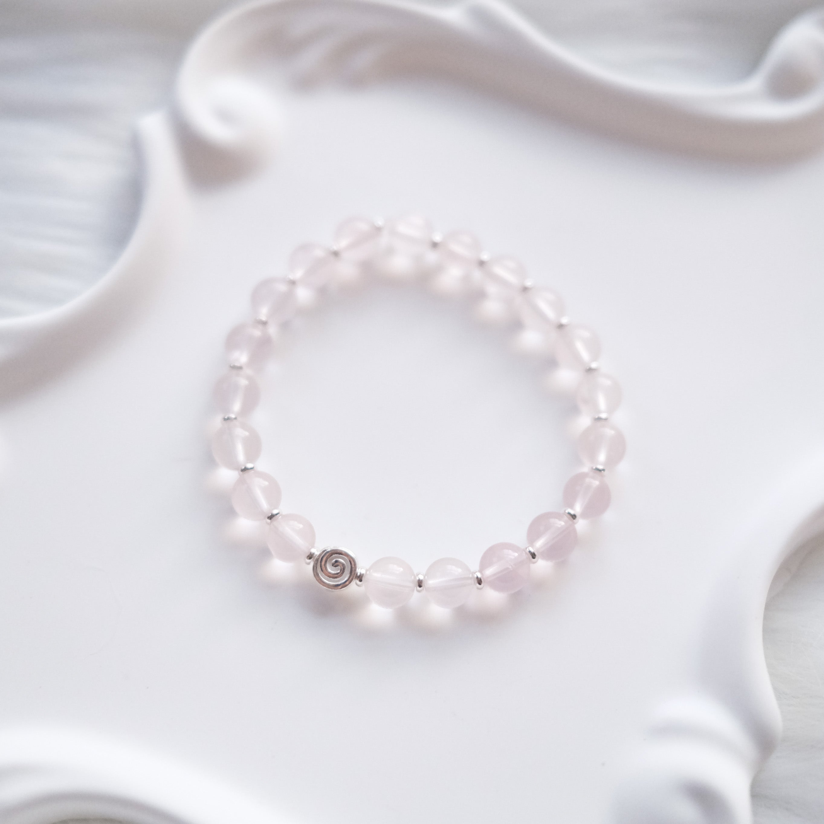 Spiral Anchor – Star Rose Quartz Silver Bracelet | the Spiral Collection