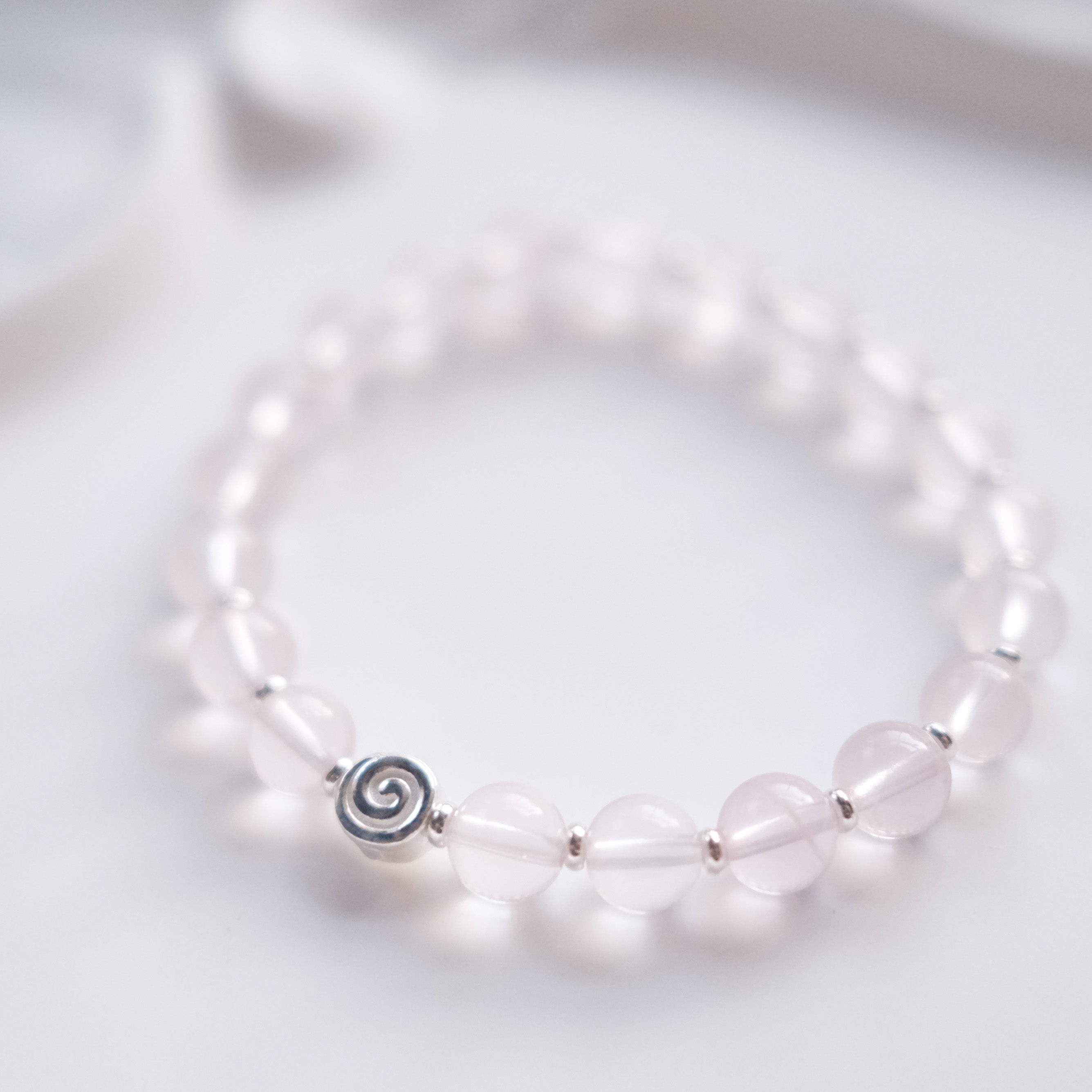 Spiral Anchor – Star Rose Quartz Silver Bracelet | the Spiral Collection