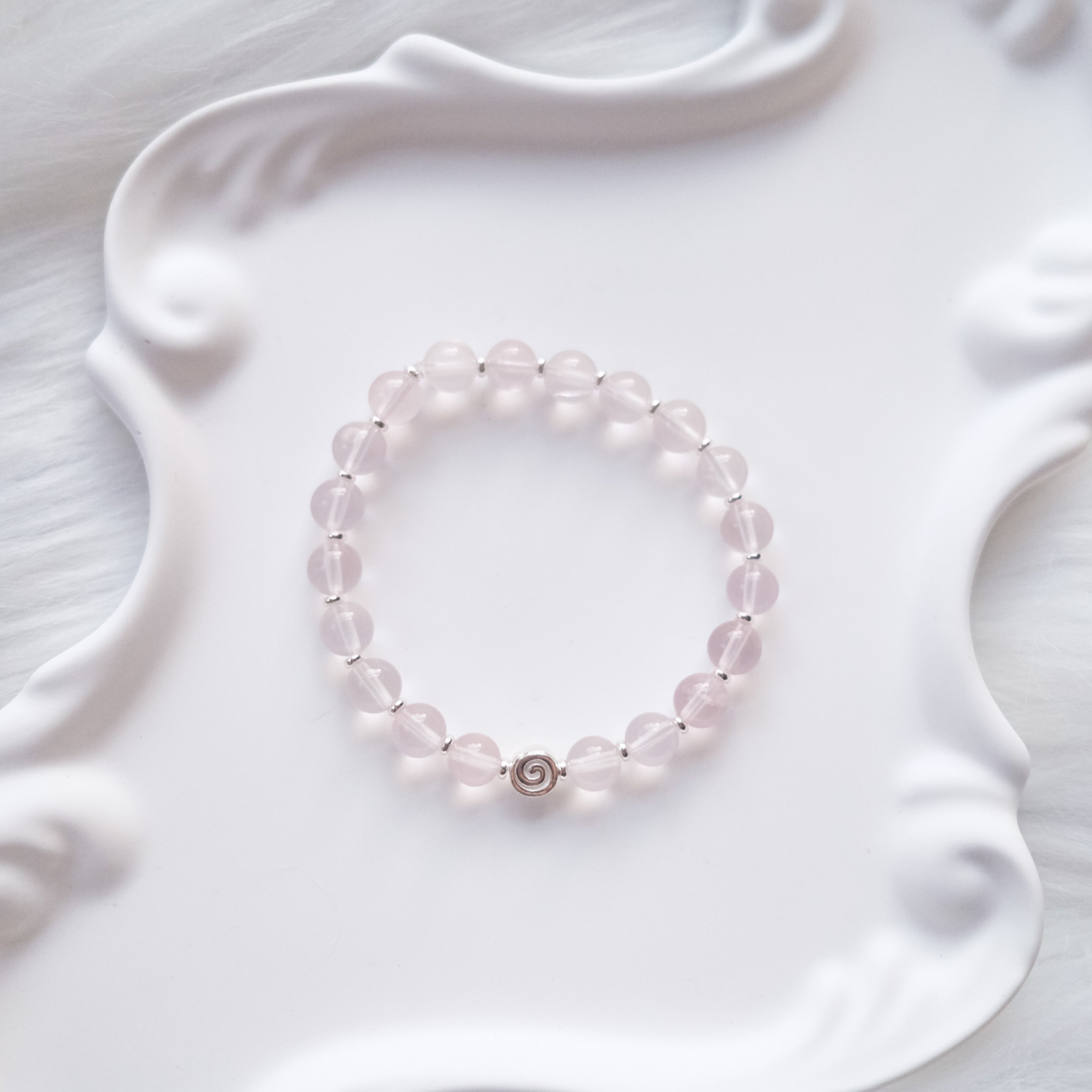 Spiral Anchor – Star Rose Quartz Silver Bracelet | the Spiral Collection