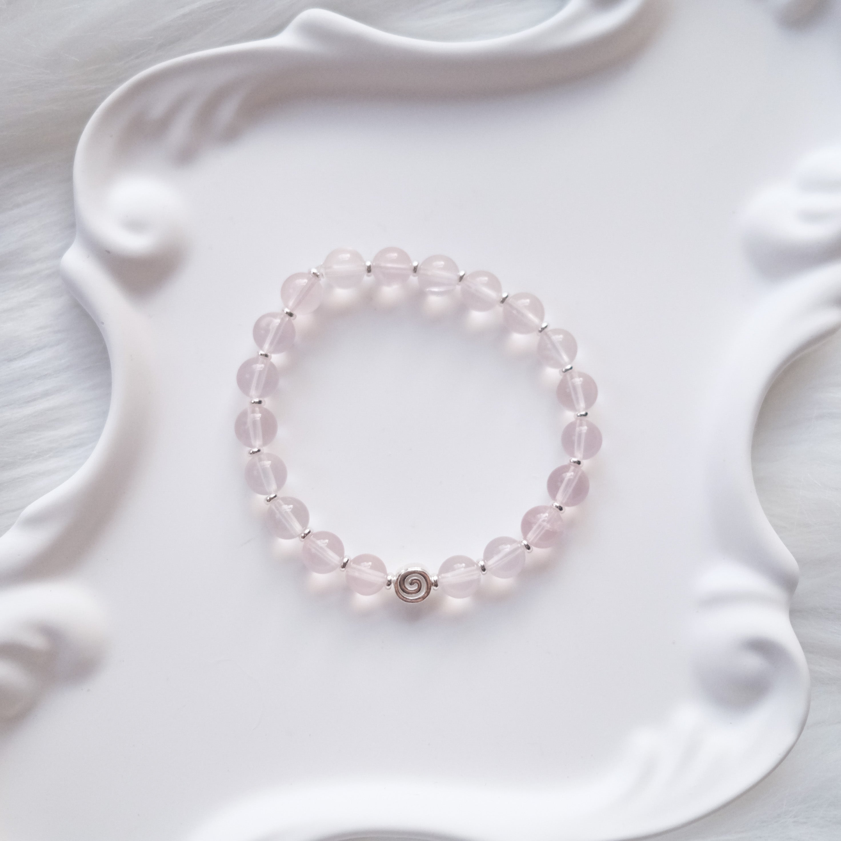 Spiral Anchor – Star Rose Quartz Silver Bracelet | the Spiral Collection