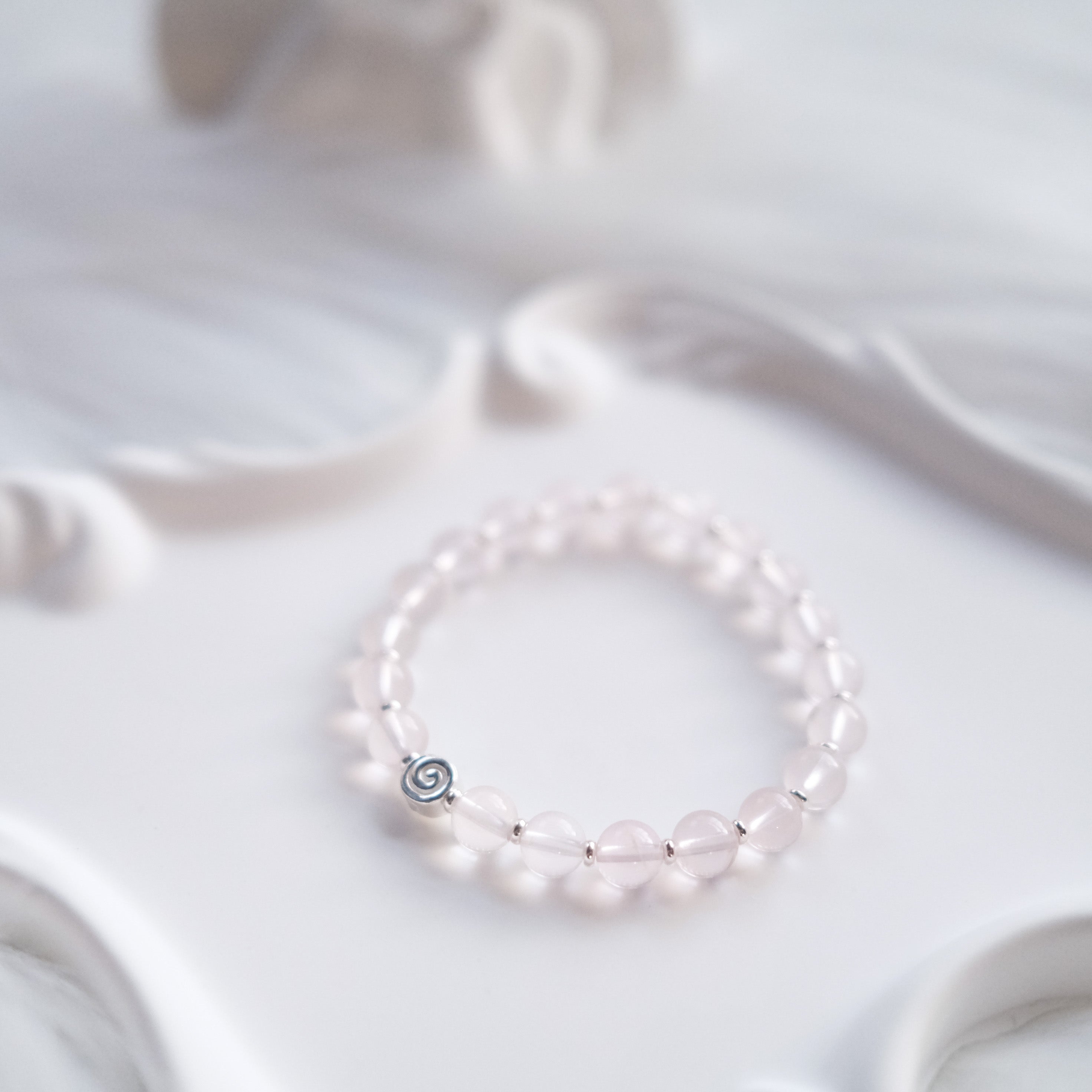 Spiral Anchor – Star Rose Quartz Silver Bracelet | the Spiral Collection