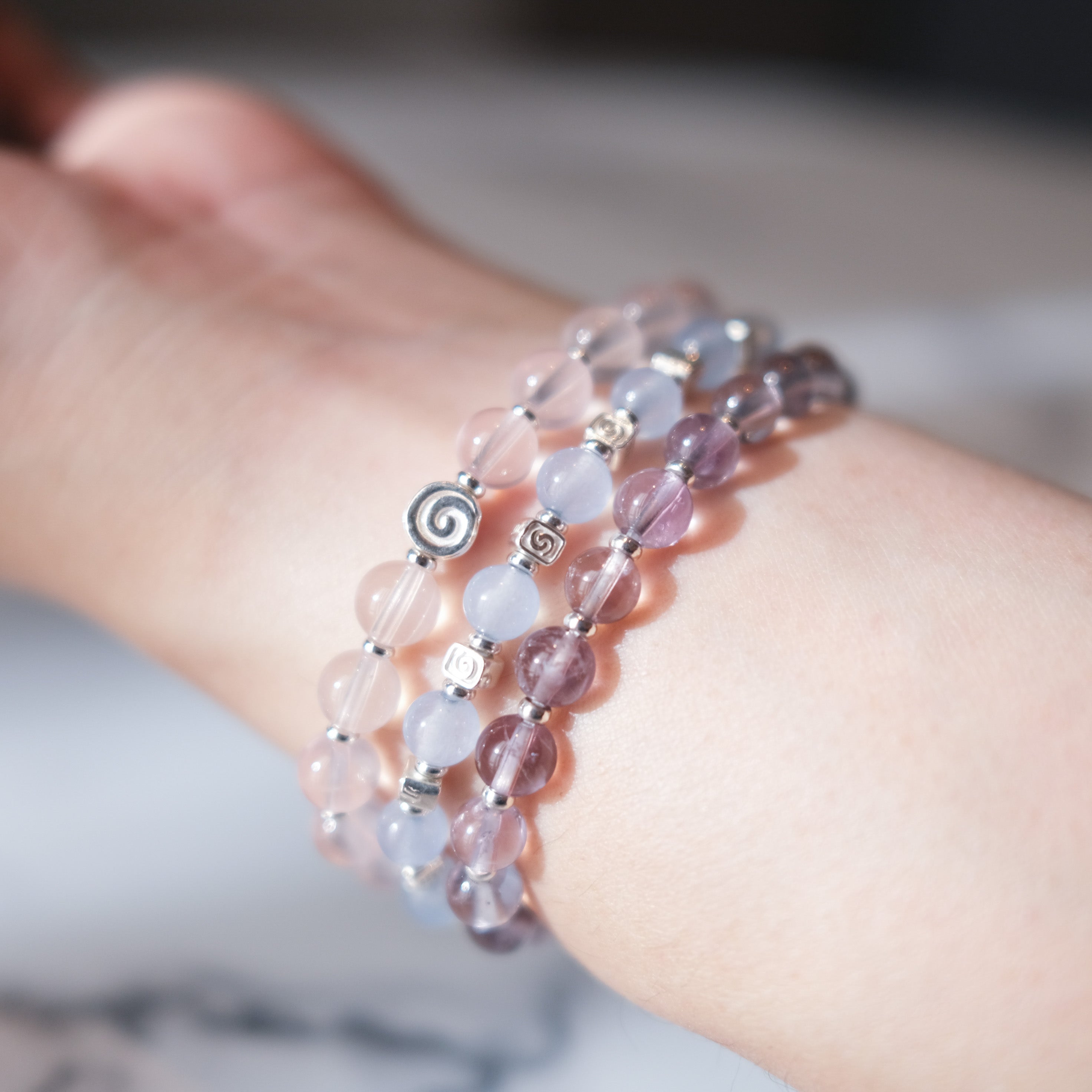 Spiral Anchor – Star Rose Quartz Silver Bracelet | the Spiral Collection