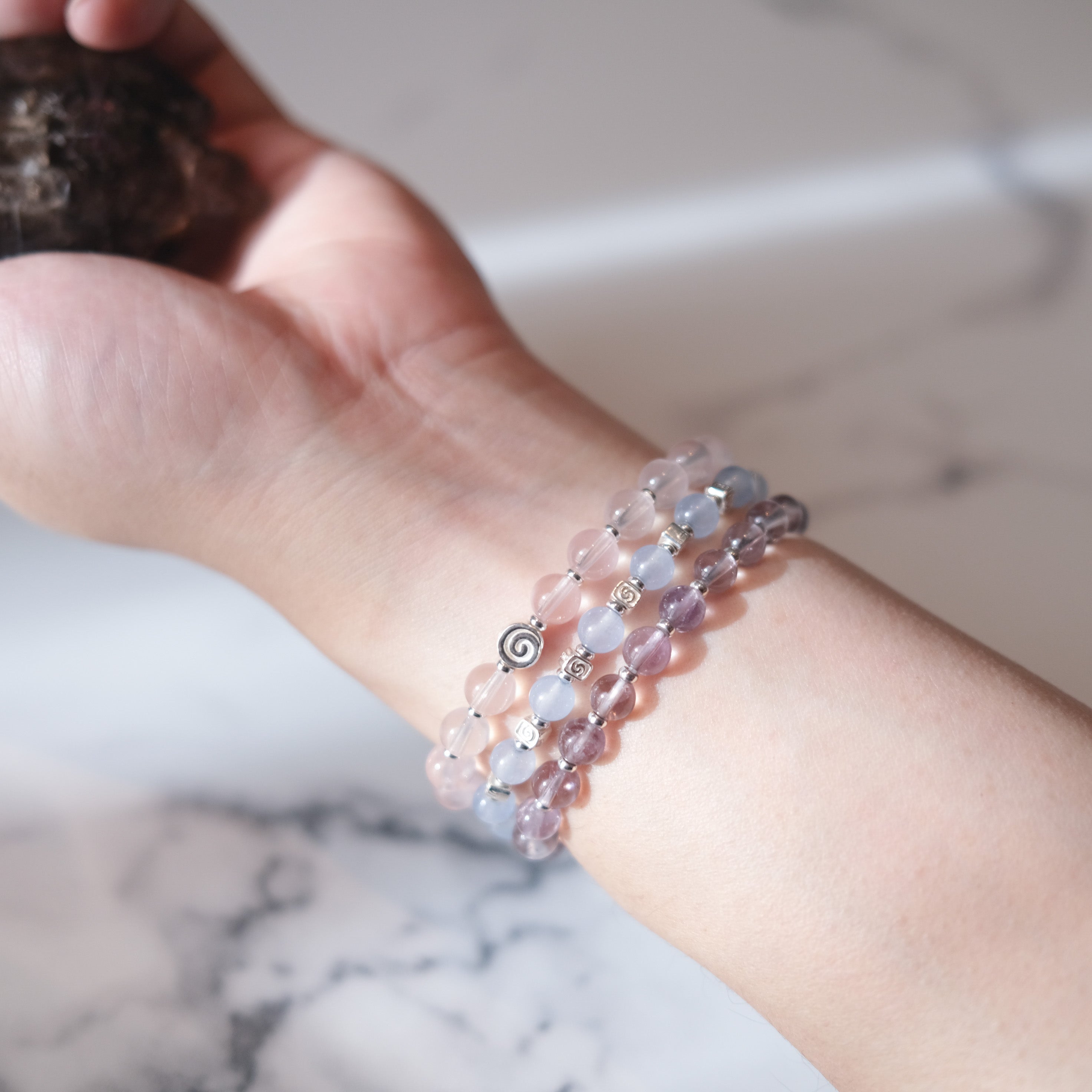 Spiral Flow – Aquamarine Silver Bracelet | the Spiral Collection