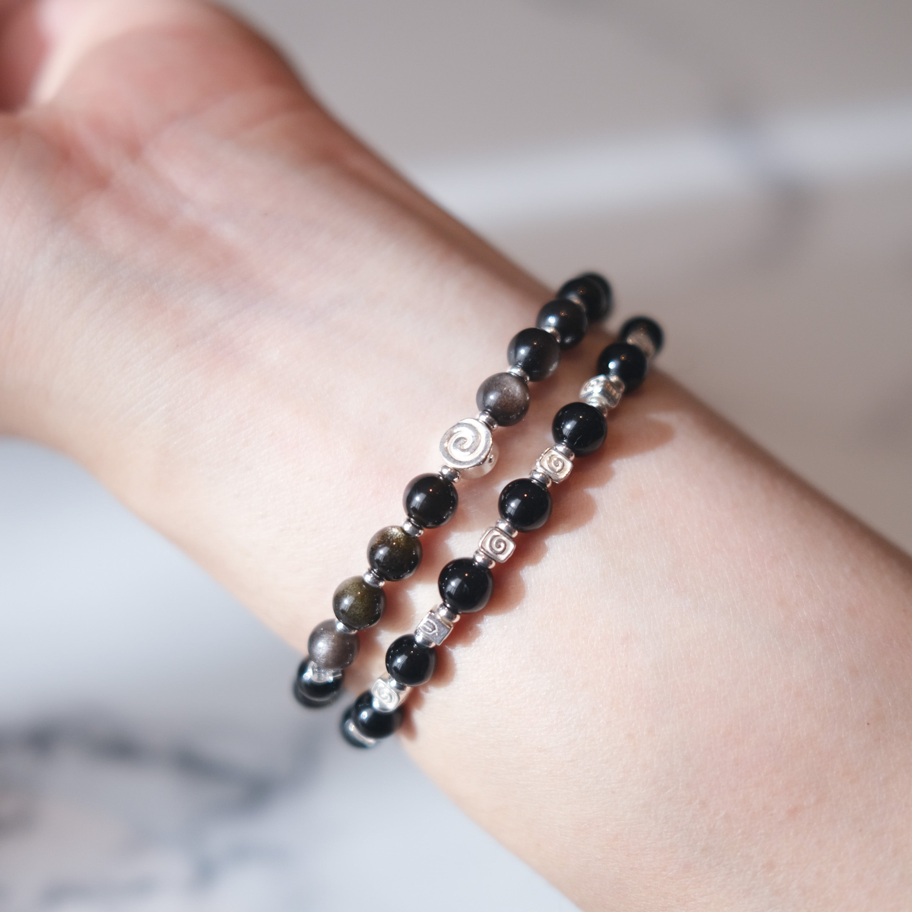 Spiral Flow – Obsidian Silver Bracelet | the Spiral Collection