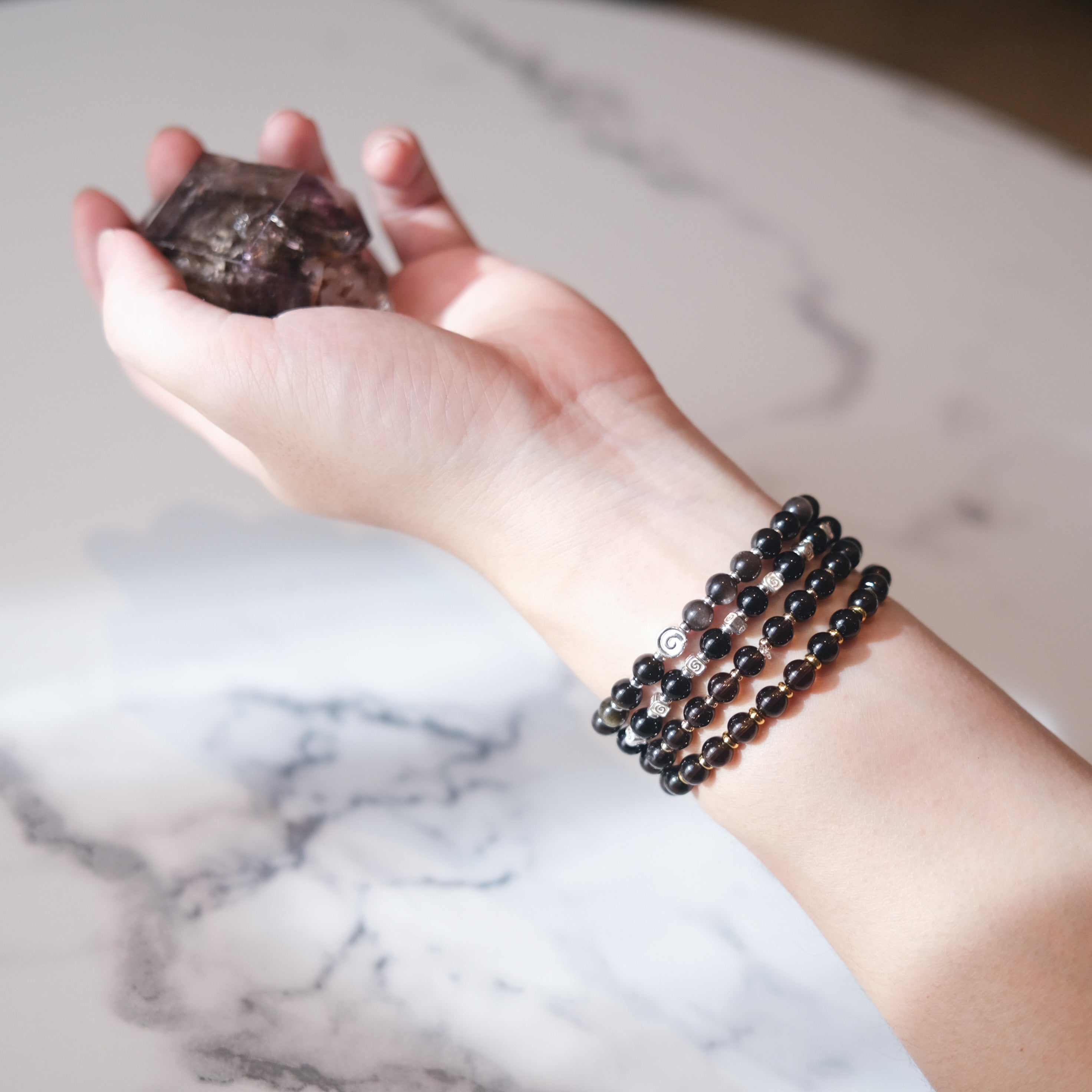 Spiral Flow – Obsidian Silver Bracelet | the Spiral Collection