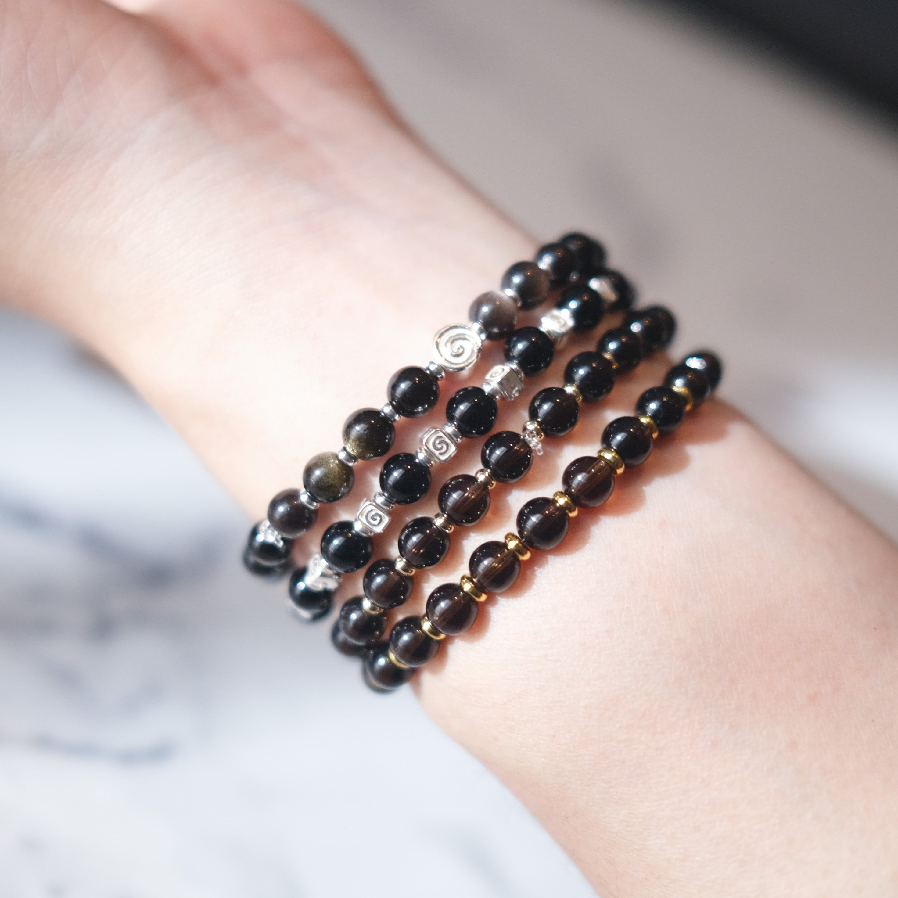 Spiral Flow – Obsidian Silver Bracelet | the Spiral Collection