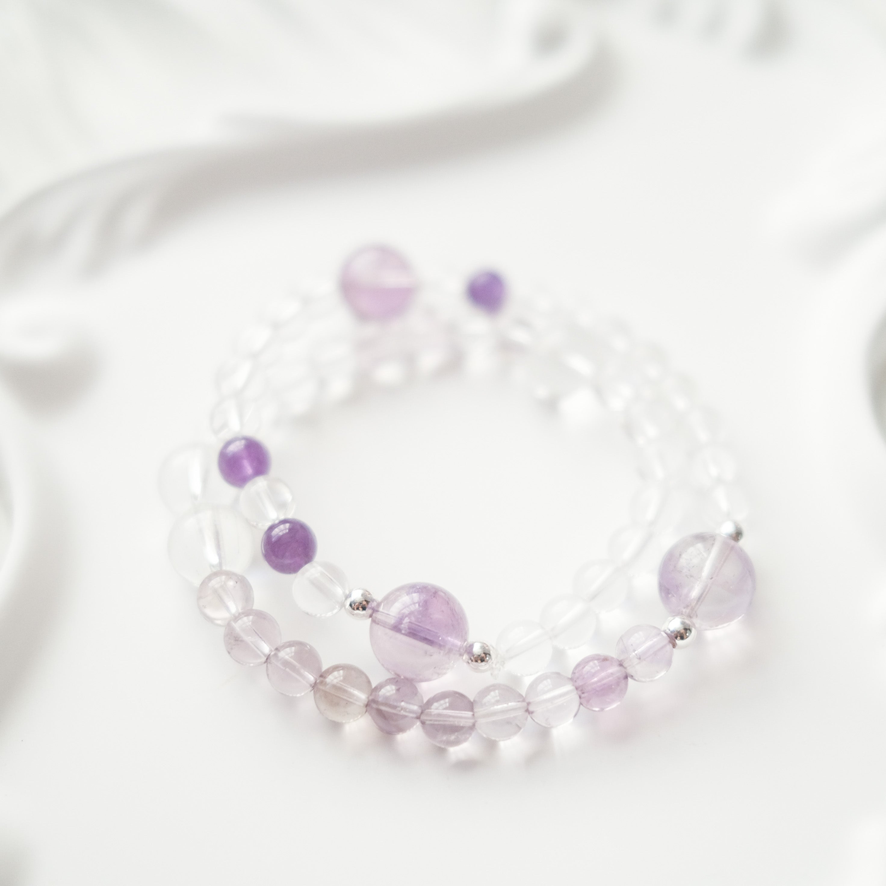 Serenity & Grounding – Amethyst & Clear Quartz Bracelet