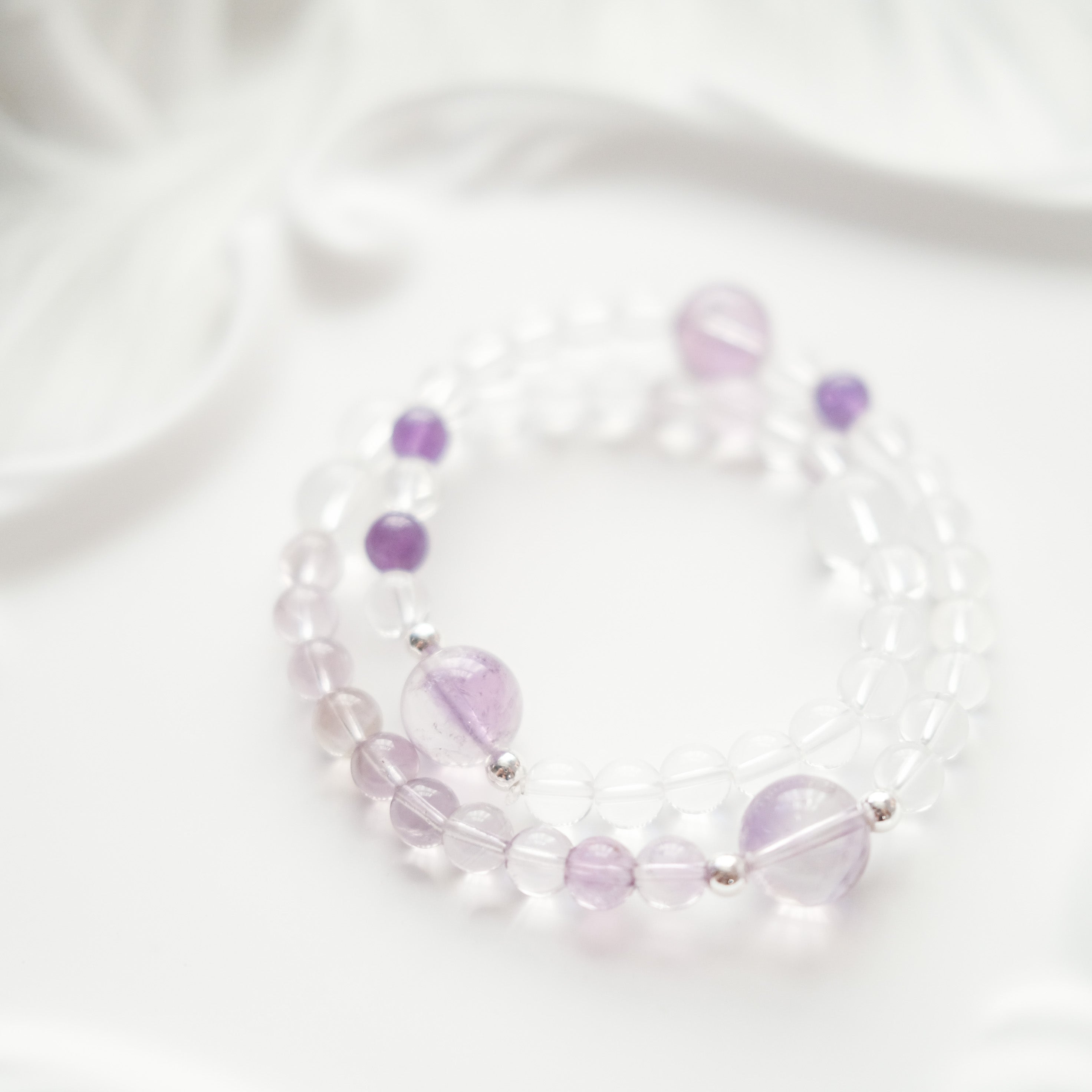 Serenity & Grounding – Amethyst & Clear Quartz Bracelet