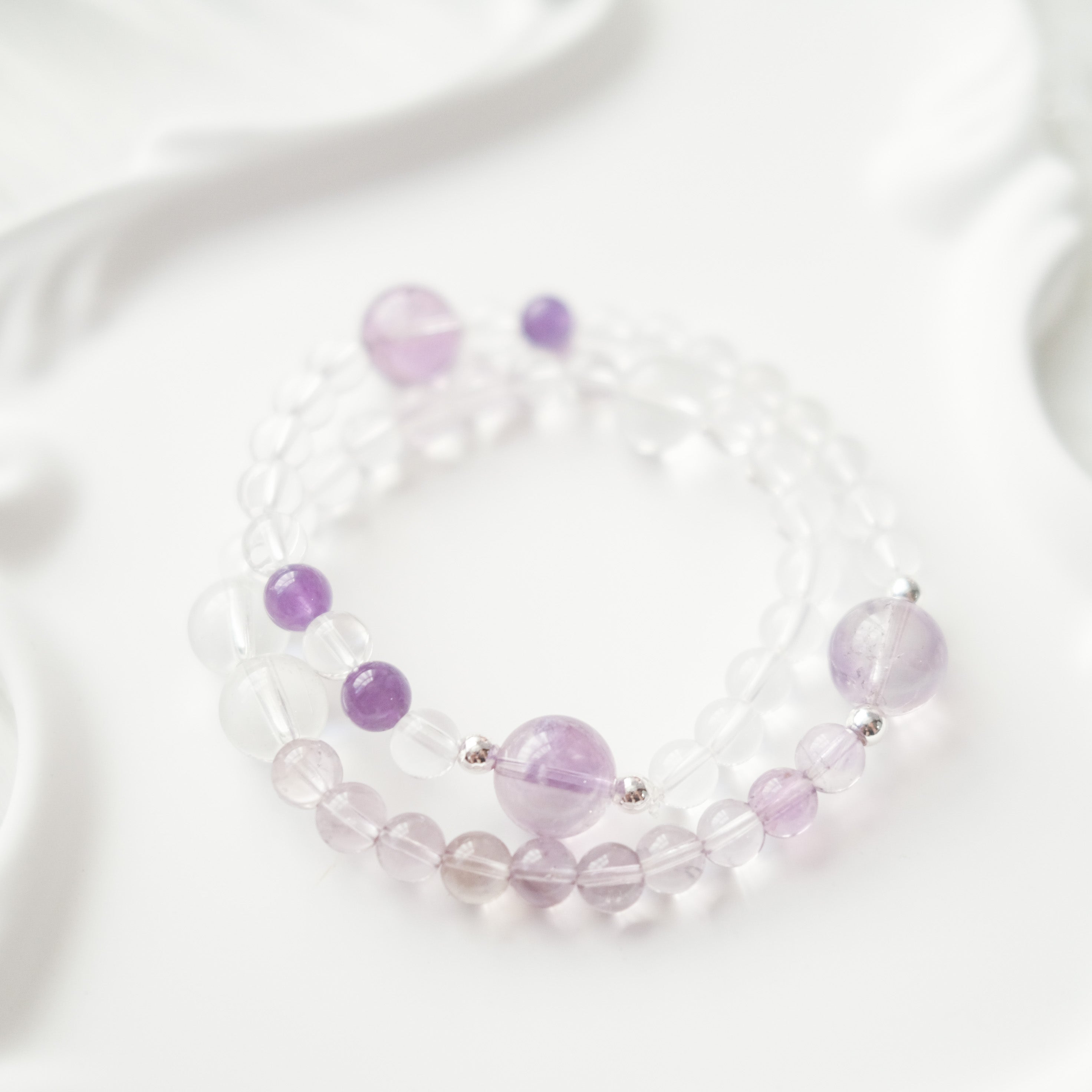 Serenity & Grounding – Amethyst & Clear Quartz Bracelet
