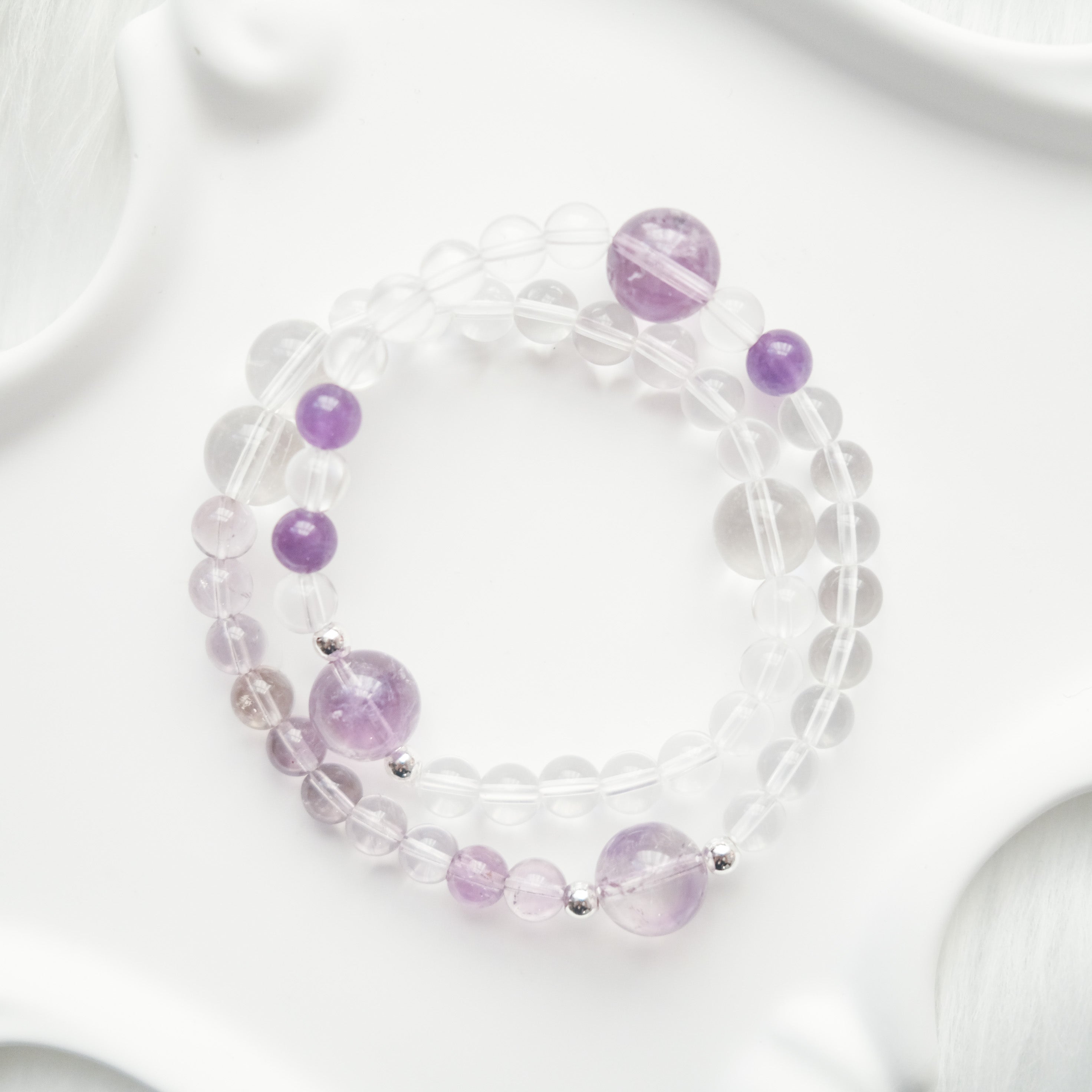 Serenity & Grounding – Amethyst & Clear Quartz Bracelet