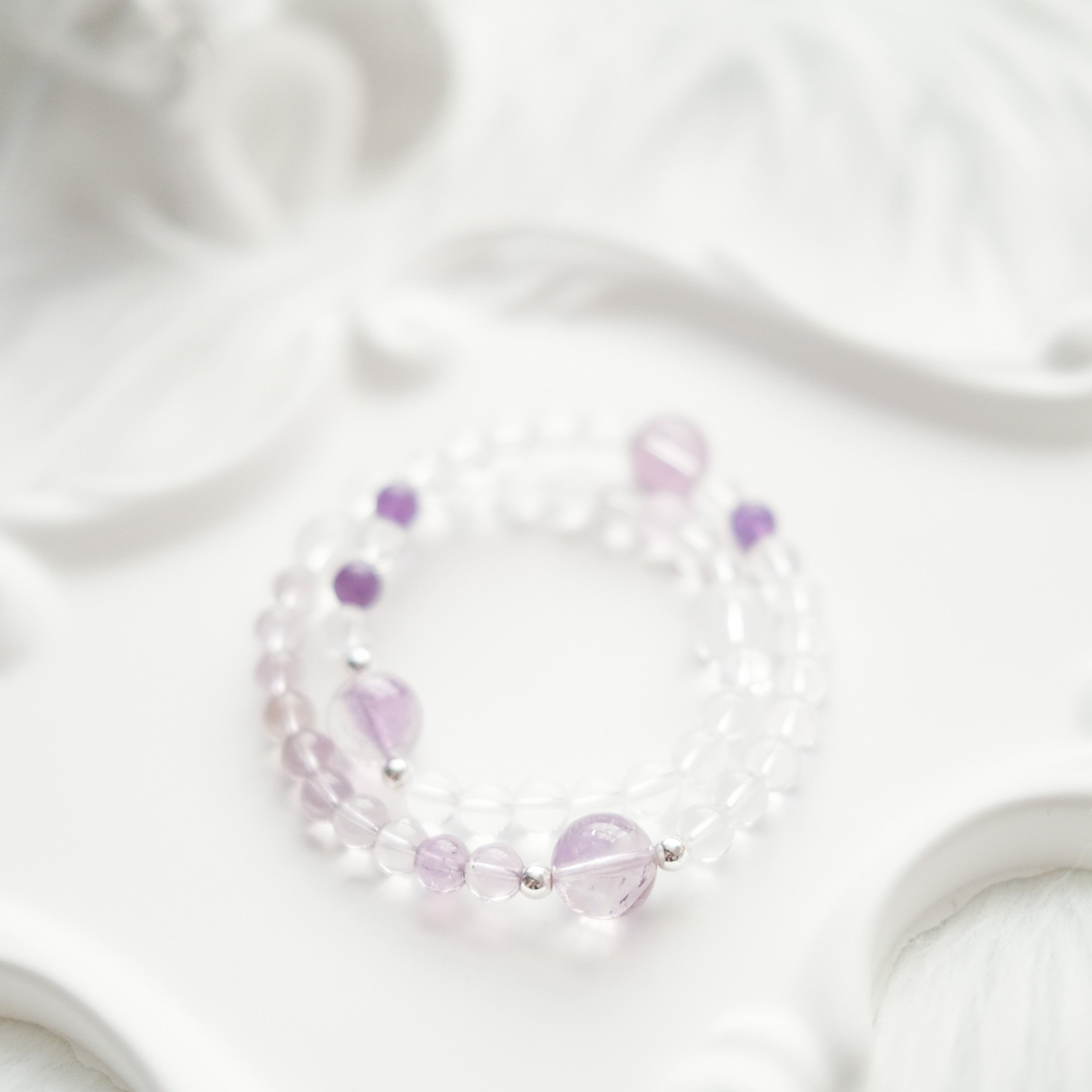 Serenity & Grounding – Amethyst & Clear Quartz Bracelet
