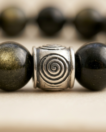 Spiral Ground 12mm Obsidian & Tiger's Eye Bracelet | Grounding & Daily Balance | Harmysoul
