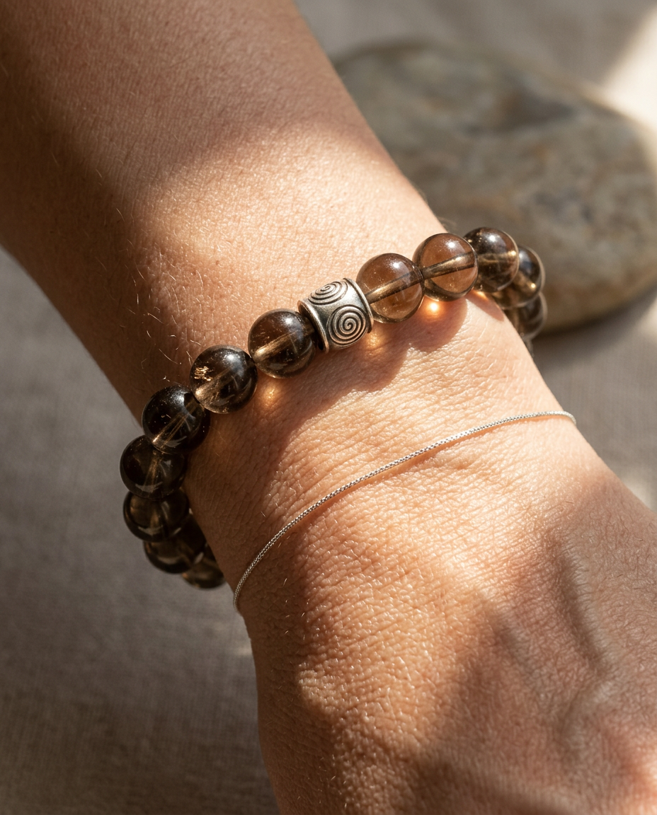 Spiral Ground 12mm Crystal Bracelet | Grounding & Daily Balance | Harmysoul