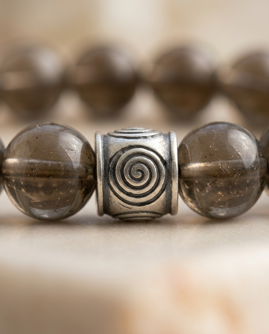 Spiral Ground 12mm Crystal Bracelet | Grounding & Daily Balance | Harmysoul