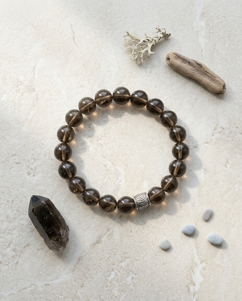 Spiral Ground 12mm Crystal Bracelet | Grounding & Daily Balance | Harmysoul