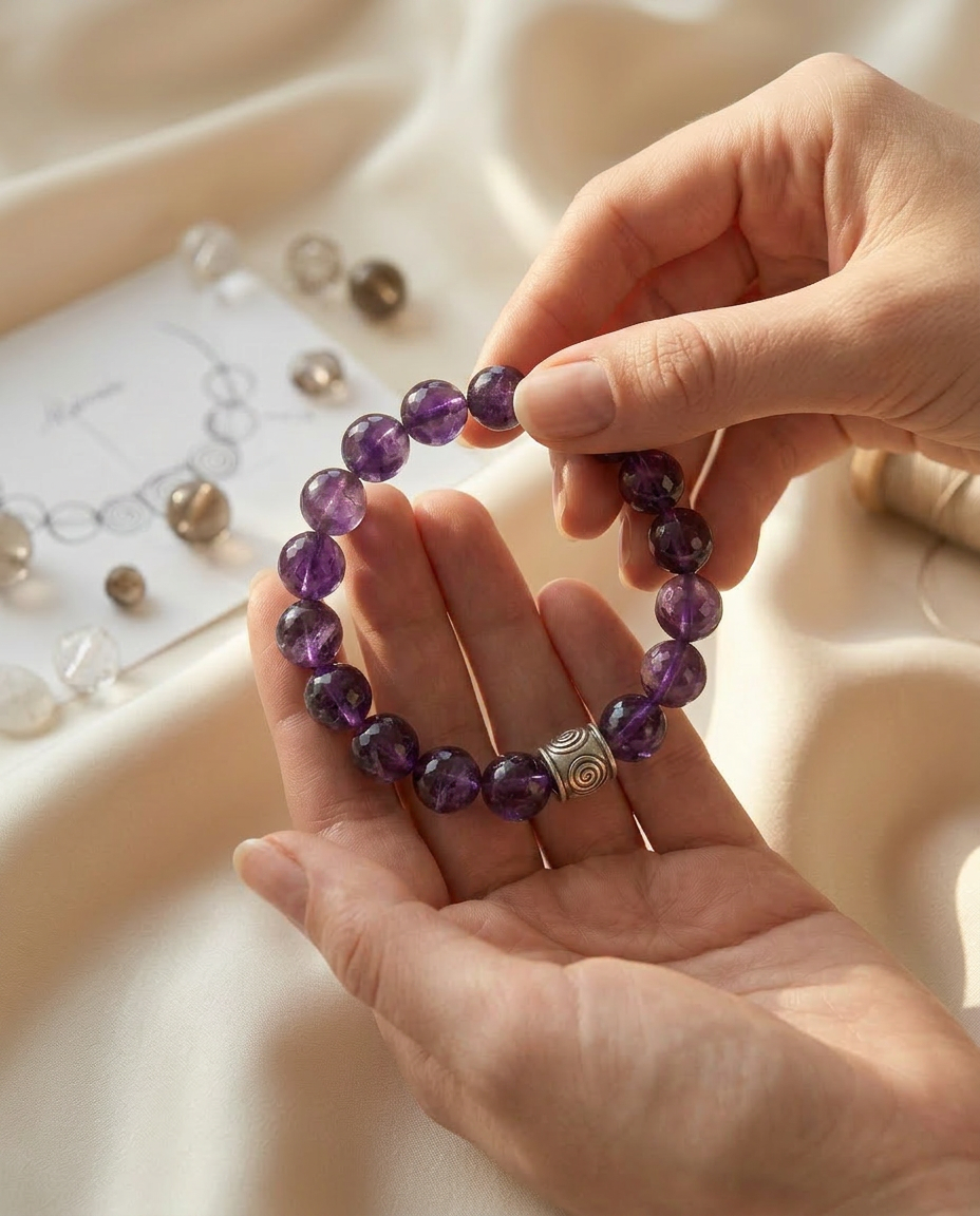 Spiral Ground 12mm Crystal Bracelet | Grounding & Daily Balance | Harmysoul