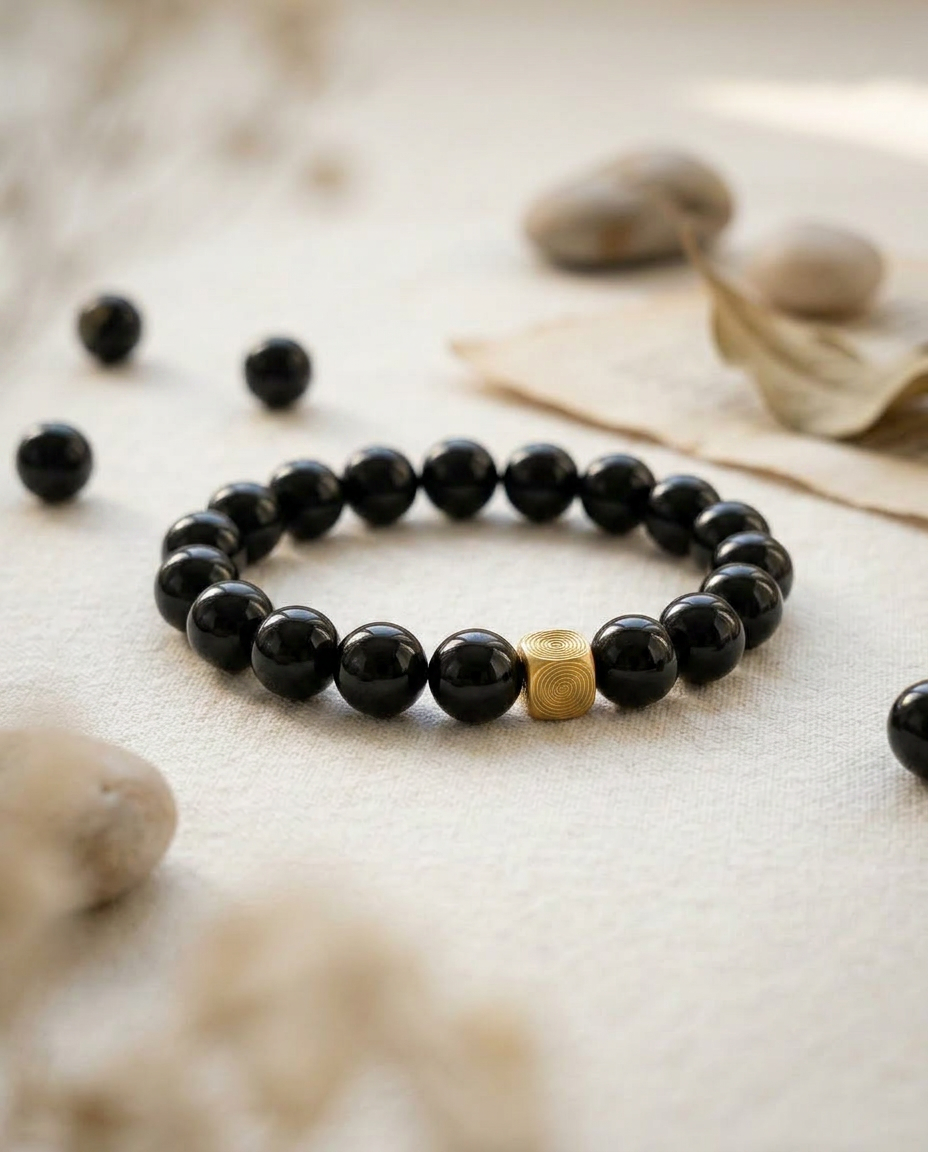 Spiral Echo 10mm Obsidian & Tiger's Eye Bracelet | Emotional Balance Bracelet | Harmysoul