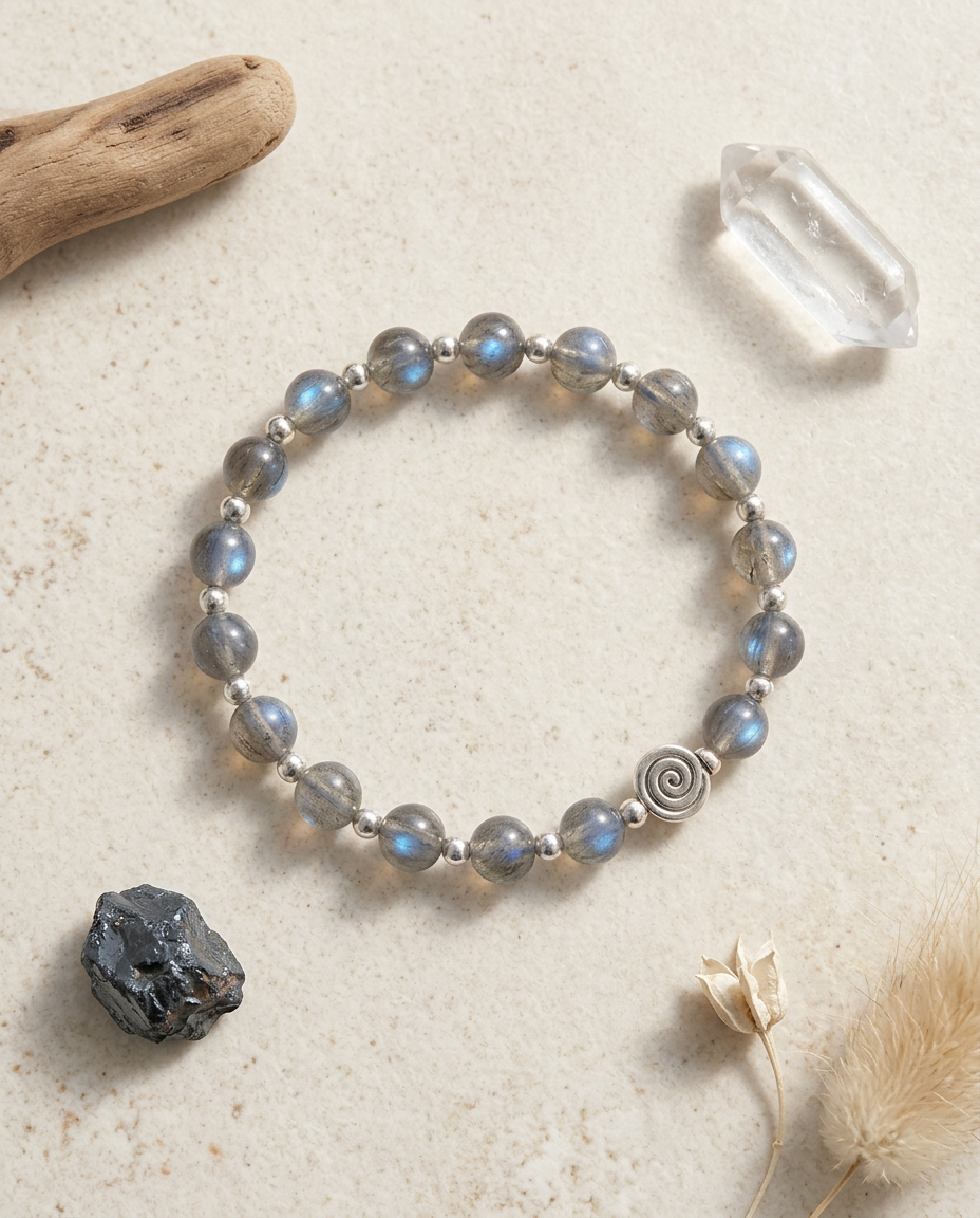 Spiral Core 8mm Crystal Bracelet | Minimal Everyday Energy Bracelet | Harmysoul