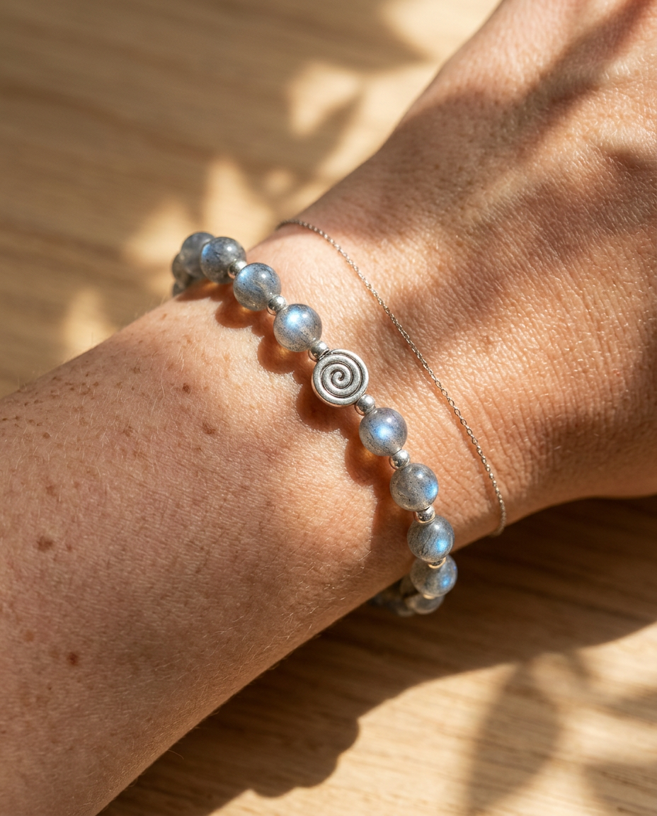Spiral Core 8mm Crystal Bracelet | Minimal Everyday Energy Bracelet | Harmysoul