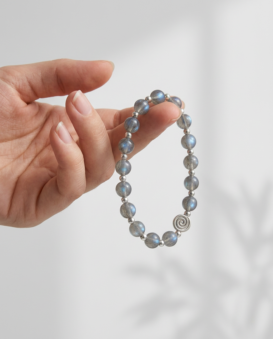 Spiral Core 8mm Crystal Bracelet | Minimal Everyday Energy Bracelet | Harmysoul