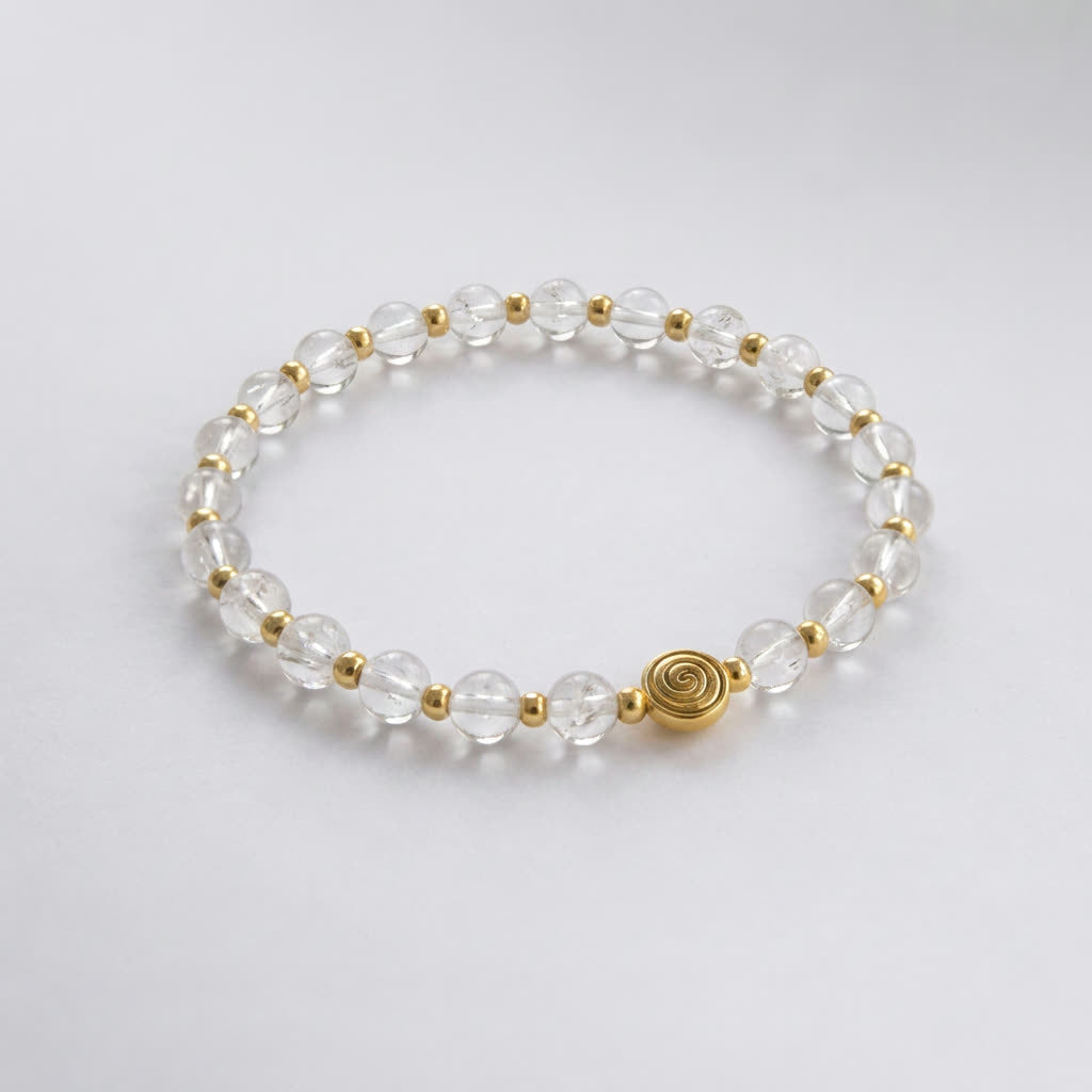 Spiral Core Gold Edition 6mm Crystal Bracelet | Minimal Energy Bracelet | Harmysoul