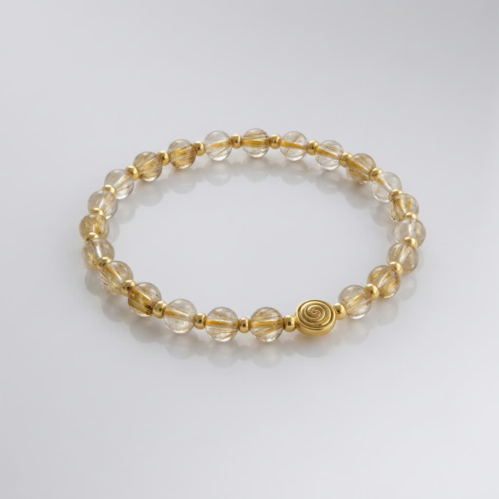 Spiral Core Gold Edition 6mm Crystal Bracelet | Minimal Energy Bracelet | Harmysoul